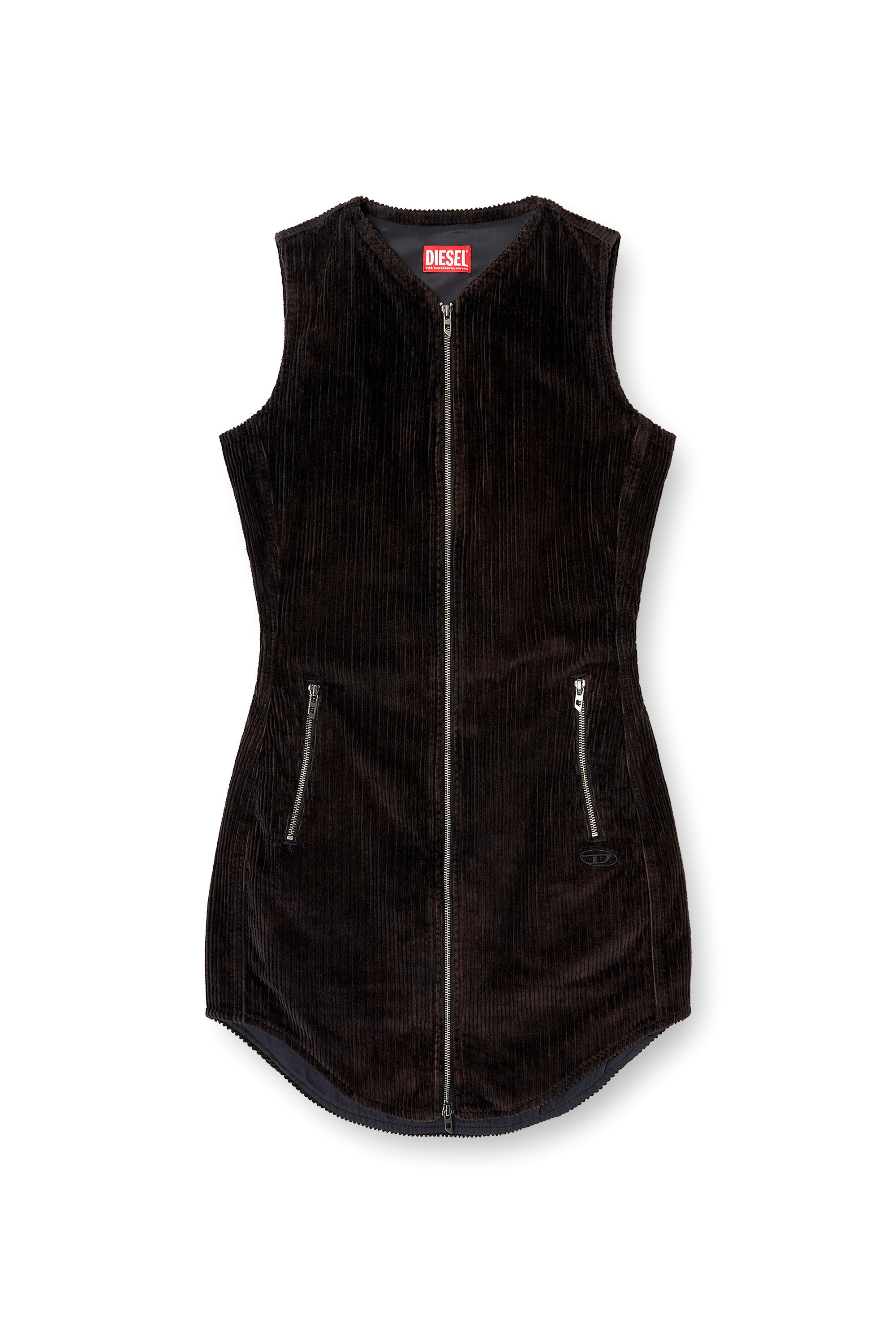 Diesel - D-ENEA, Vestido corto de algodón con cremallera frontal Mujer in ToBeDefined - 2