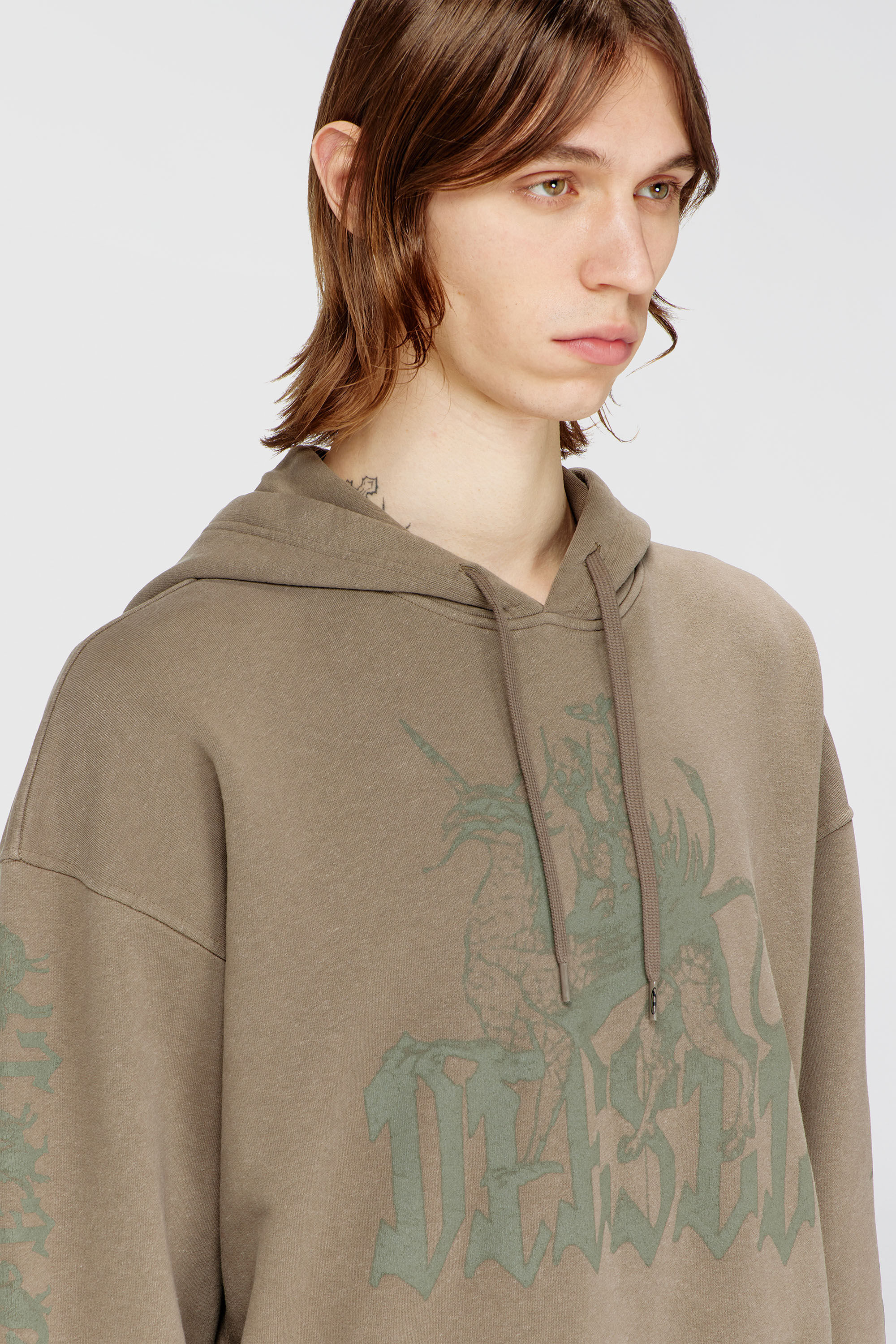 Diesel - S-GRIFFON, Sudadera tratada con estampado de grifo Hombre in Marr&oacute;n - 5