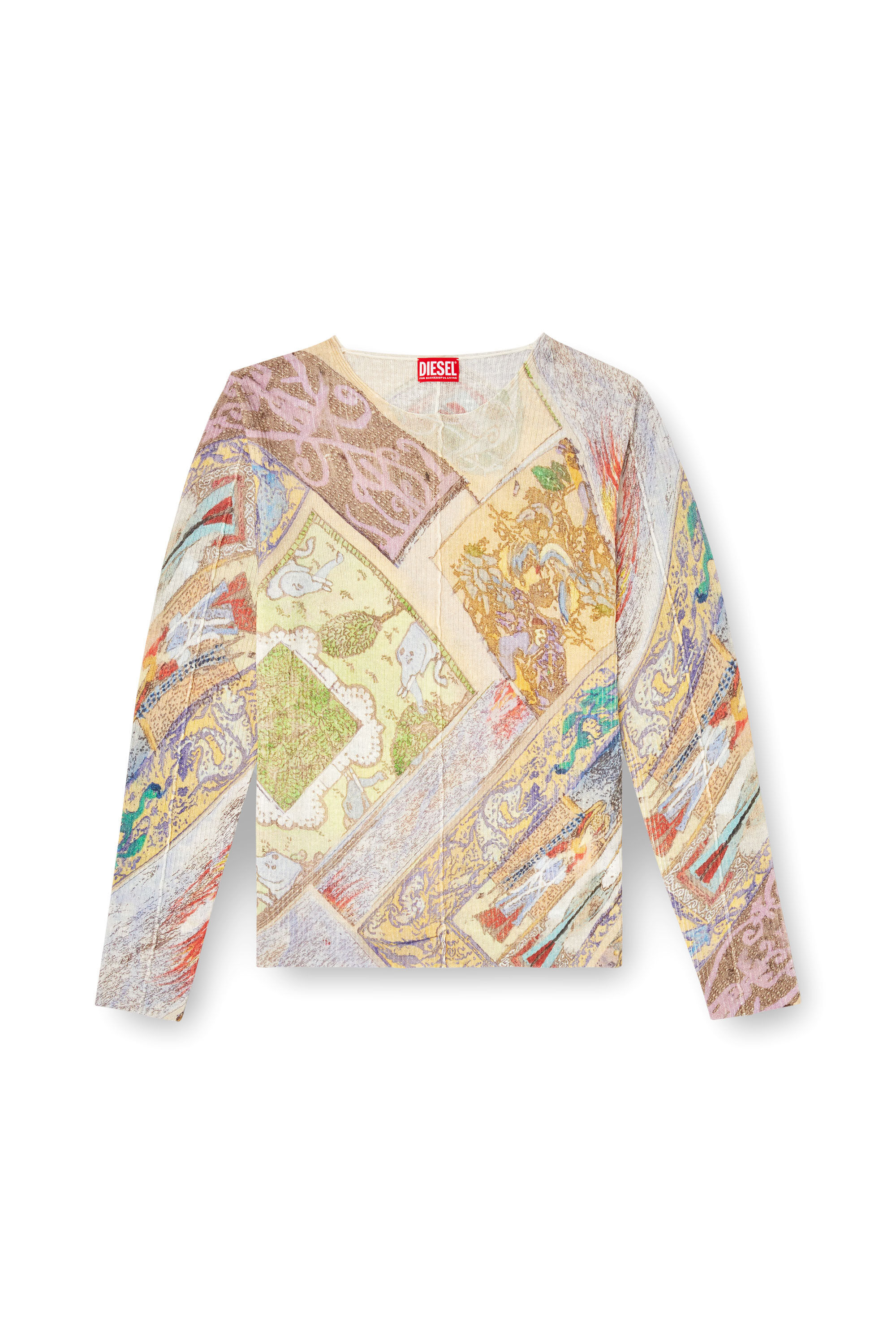 Diesel - K-RENTON, Suéter de lino con estampado medieval Hombre in Multicolor - 2