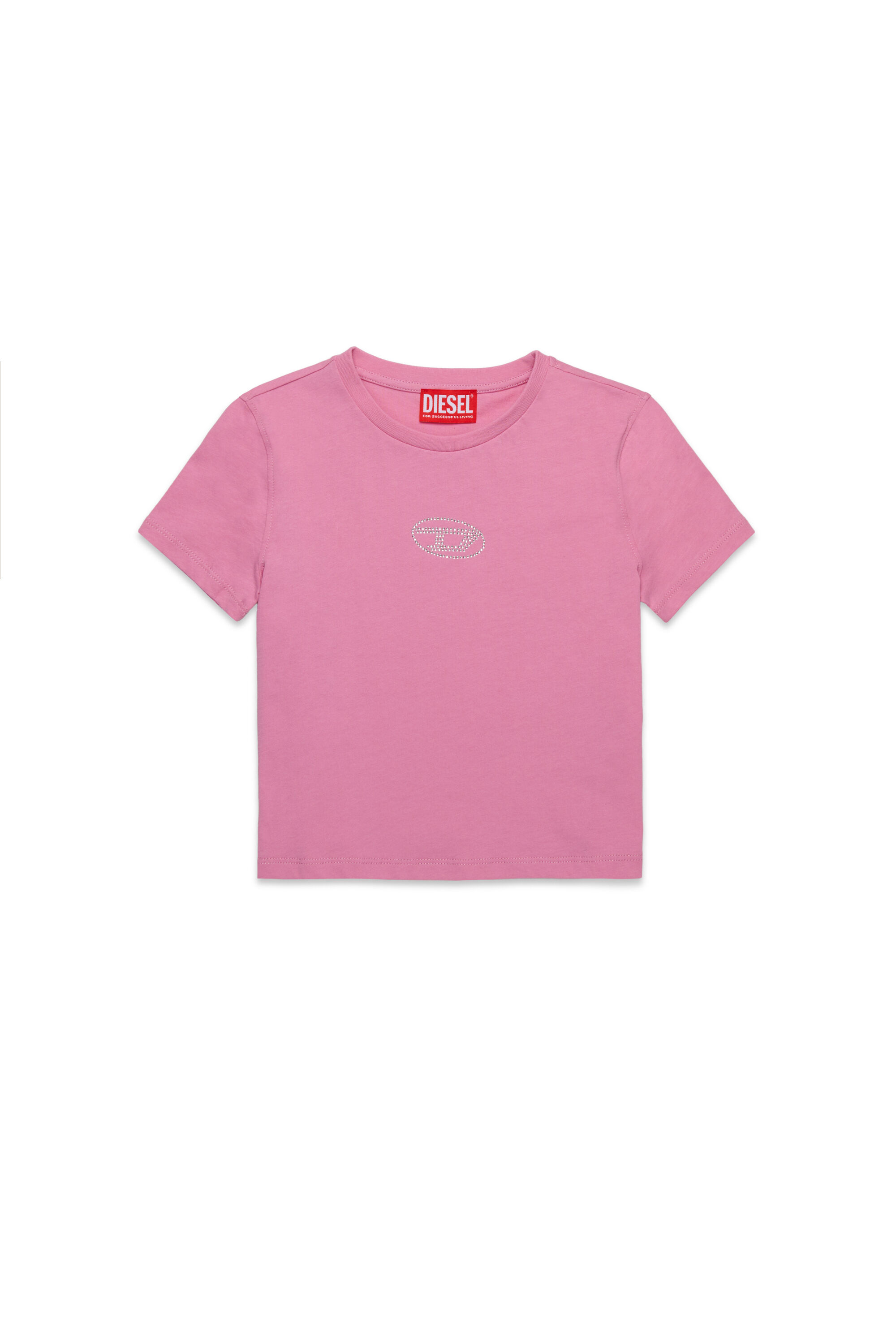 Diesel - TSLIGX, Camiseta con logotipo Oval D de cristal Mujer in Rosa - 1