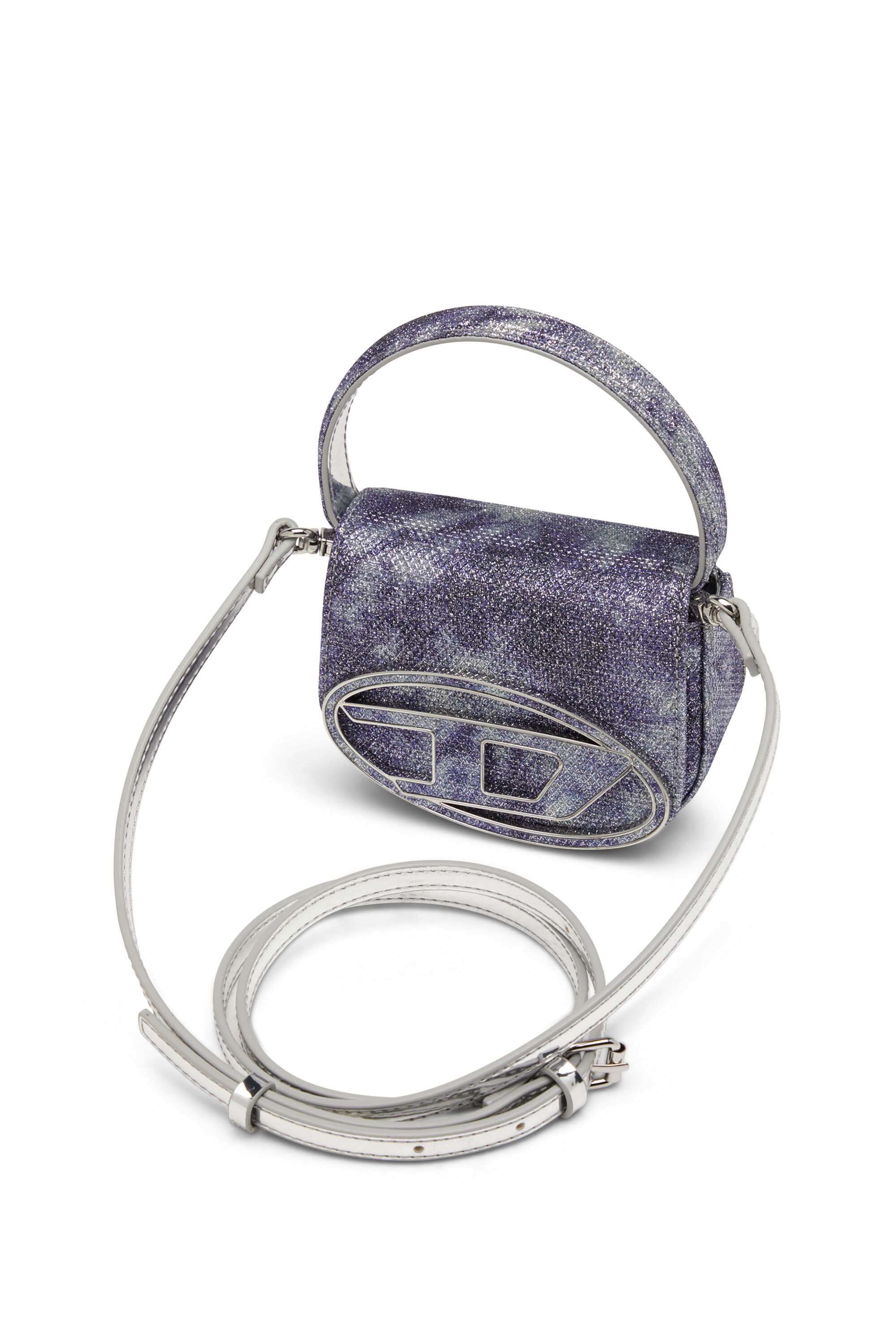 Diesel - 1DR XS, Woman's 1DR Xs-Iconic mini bag in shimmer fabric in Blue - 2
