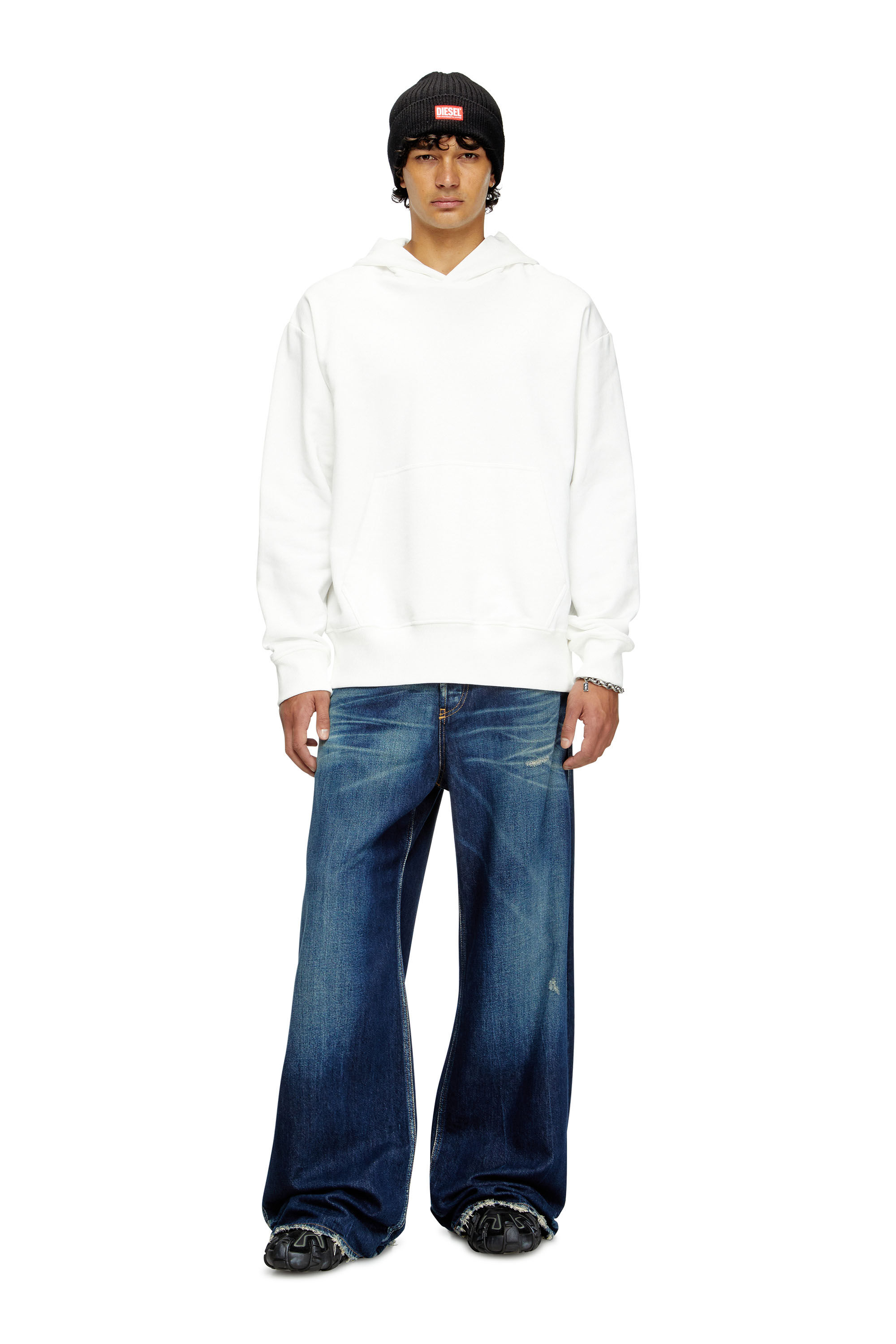 Diesel - S-MACS-HOOD-MEGOVAL-D, Sudadera con capucha con bordado del logotipo Hombre in Blanco - 1