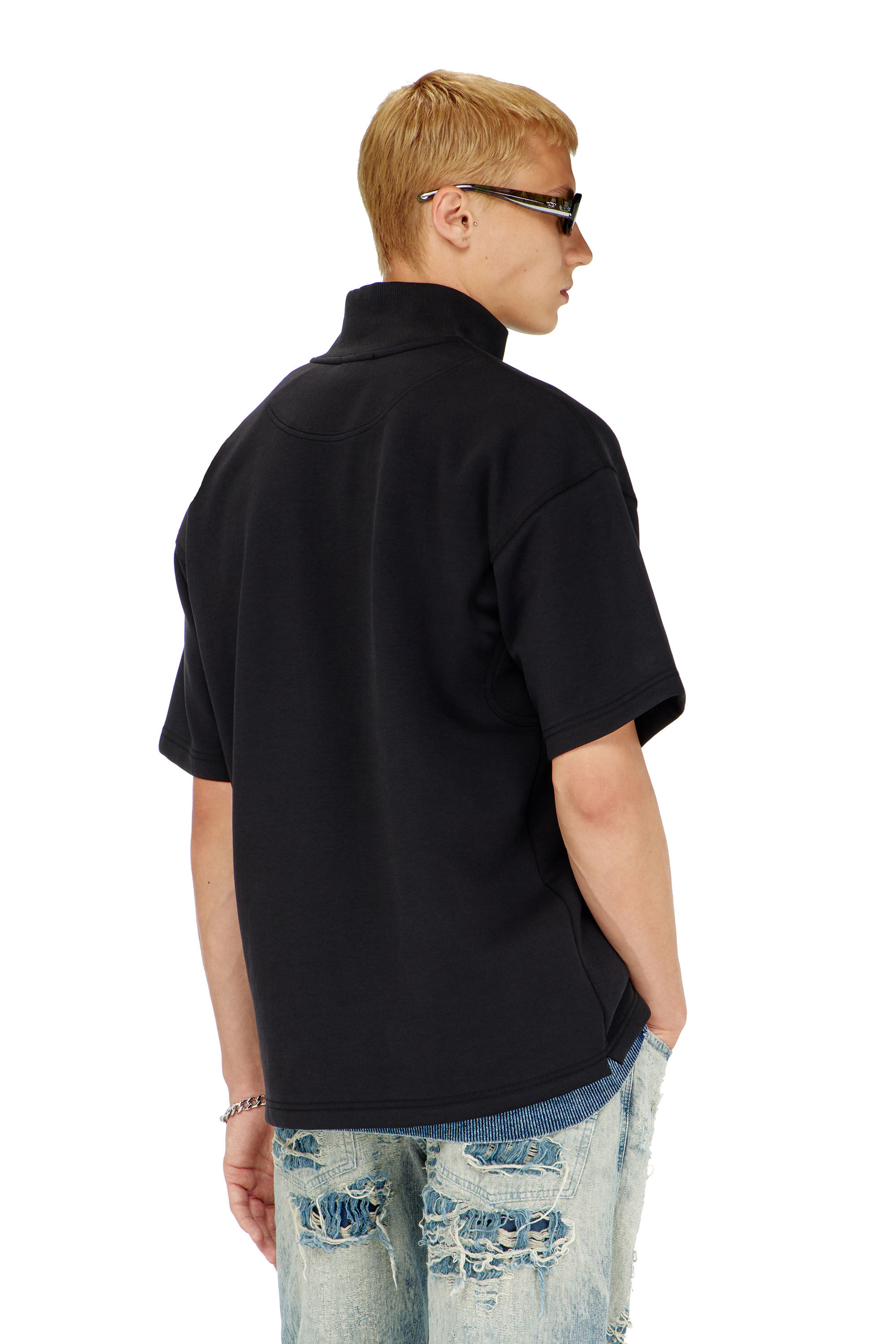 Diesel - S-CUBY, Sudadera de manga corta con media cremallera en scuba ligero Hombre in Negro - 4