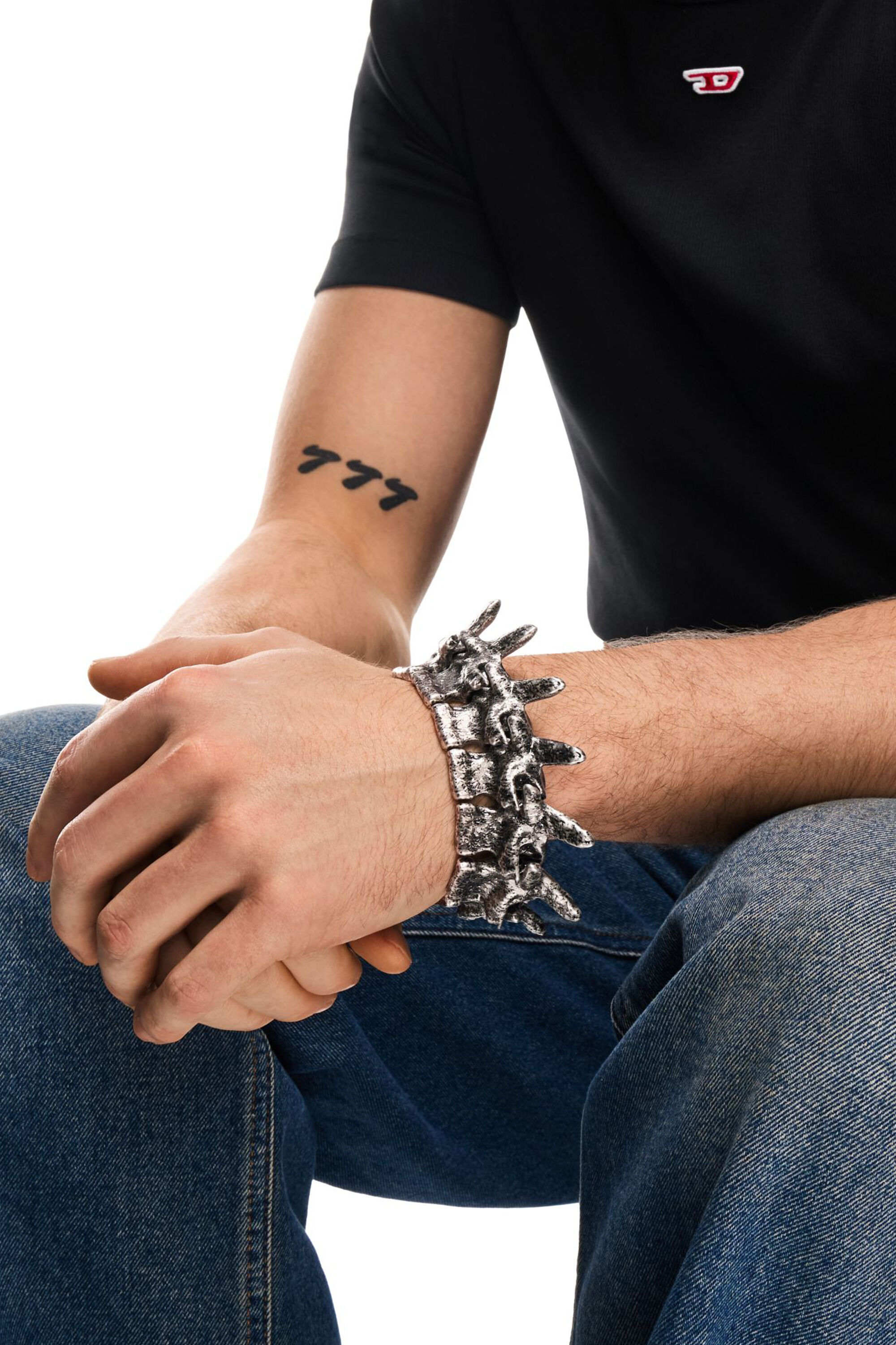 Diesel - DX1709040 JEWELLERY, Pulsera con componentes plateados Unisex in Gris - 5