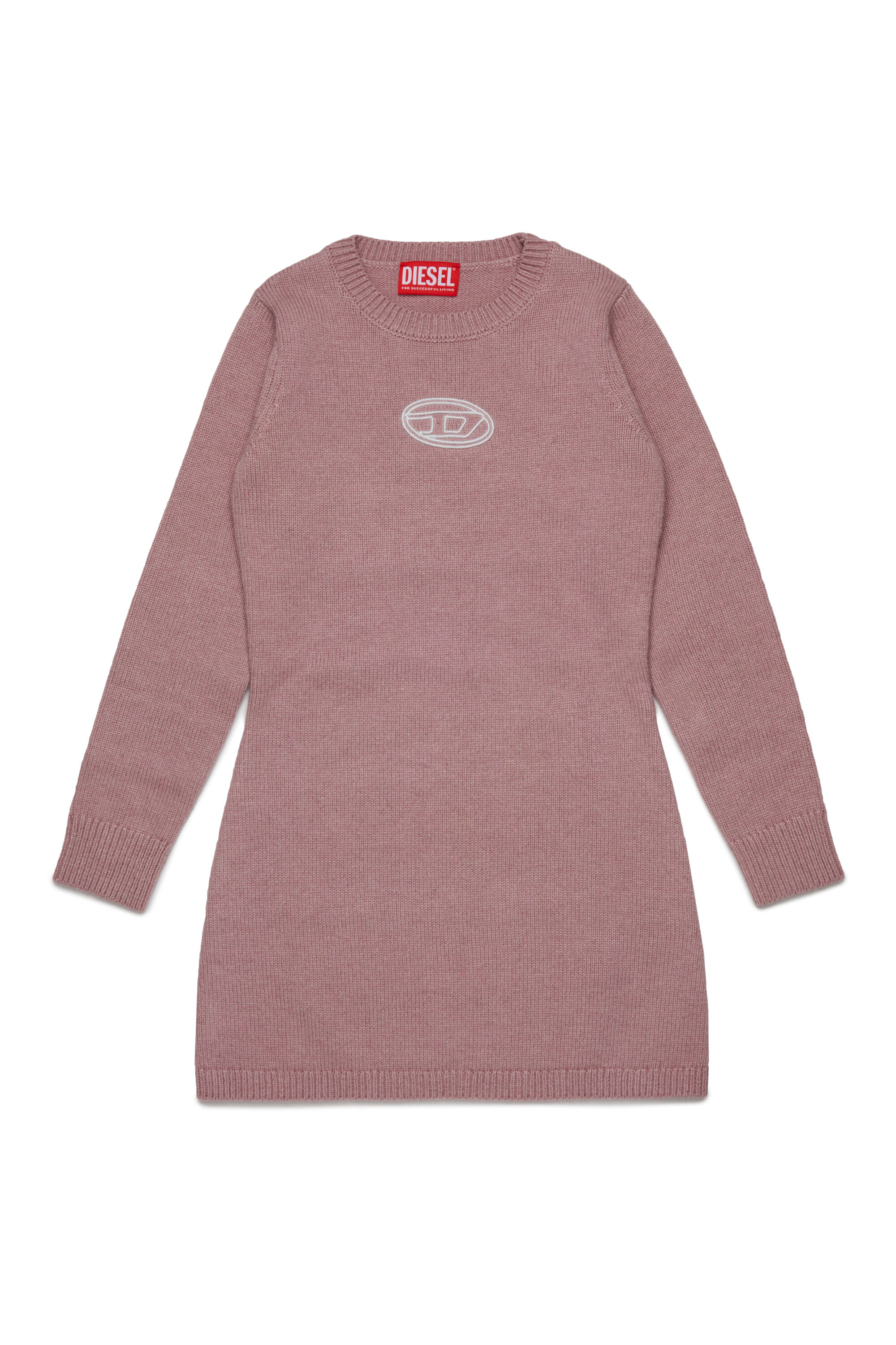 Diesel - DIRMY, Vestido de mezcla de lana con logo bordado Mujer in Rosa - 1