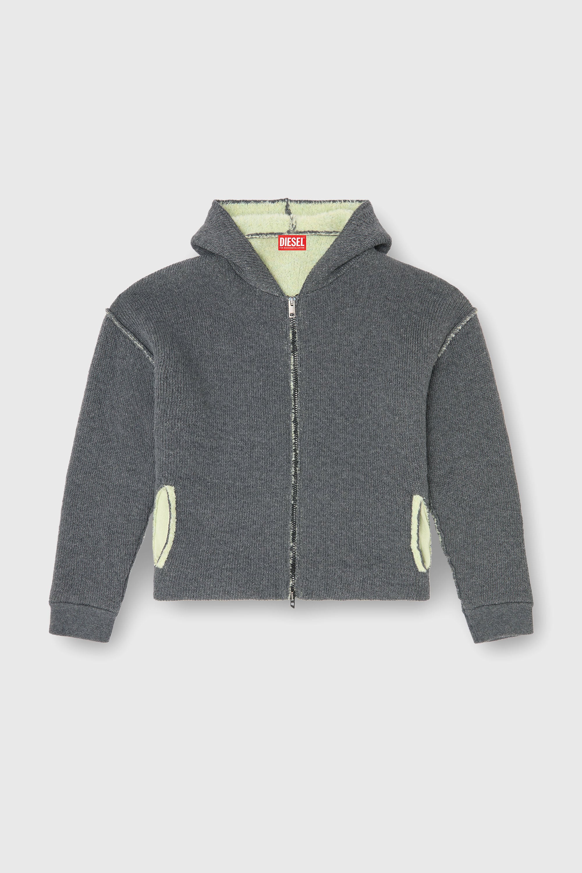 Diesel - K-BOUBBY, Sudadera con cremallera de punto de doble textura Hombre in Gris - 2