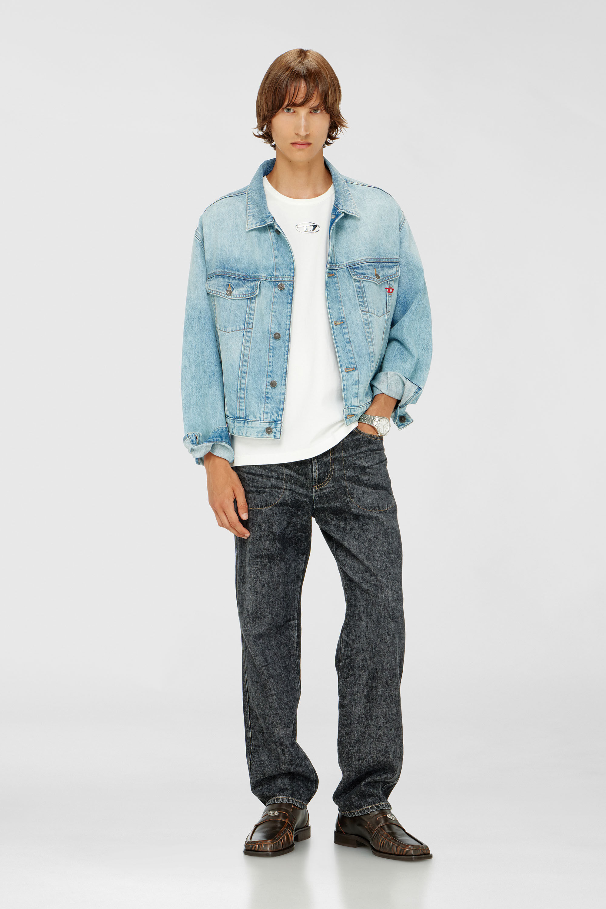 Diesel - T-NORM-IOD, Camiseta ligera de algod&oacute;n con logotipo Oval D met&aacute;lico Hombre in Blanco - 1
