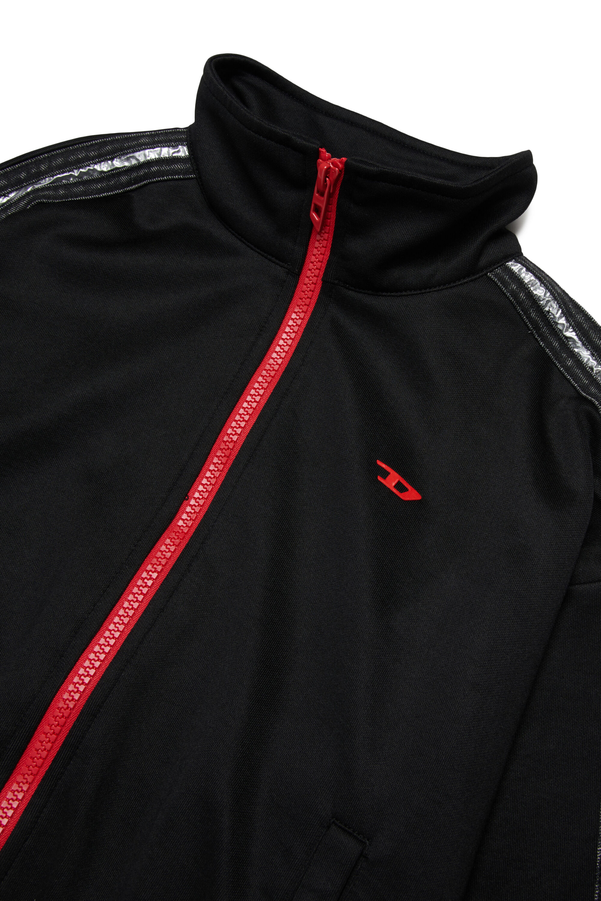 Diesel - STREET, Sudadera corta con cremallera de contraste Mujer in Negro - 3