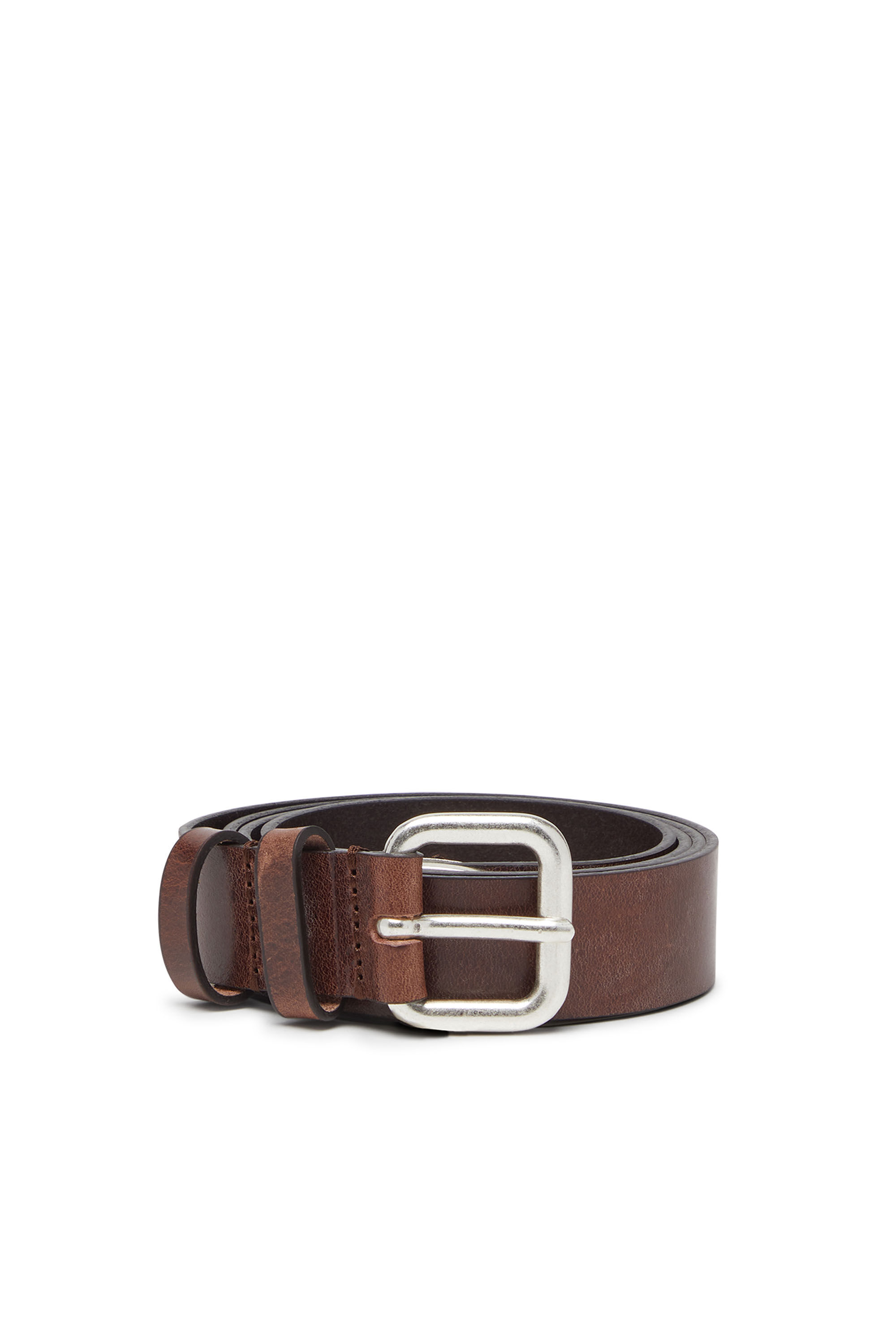 Diesel - B-INLAY, Cinturón 2.9 cm de cuero con logotipo oval D Unisex in Marrón - 1
