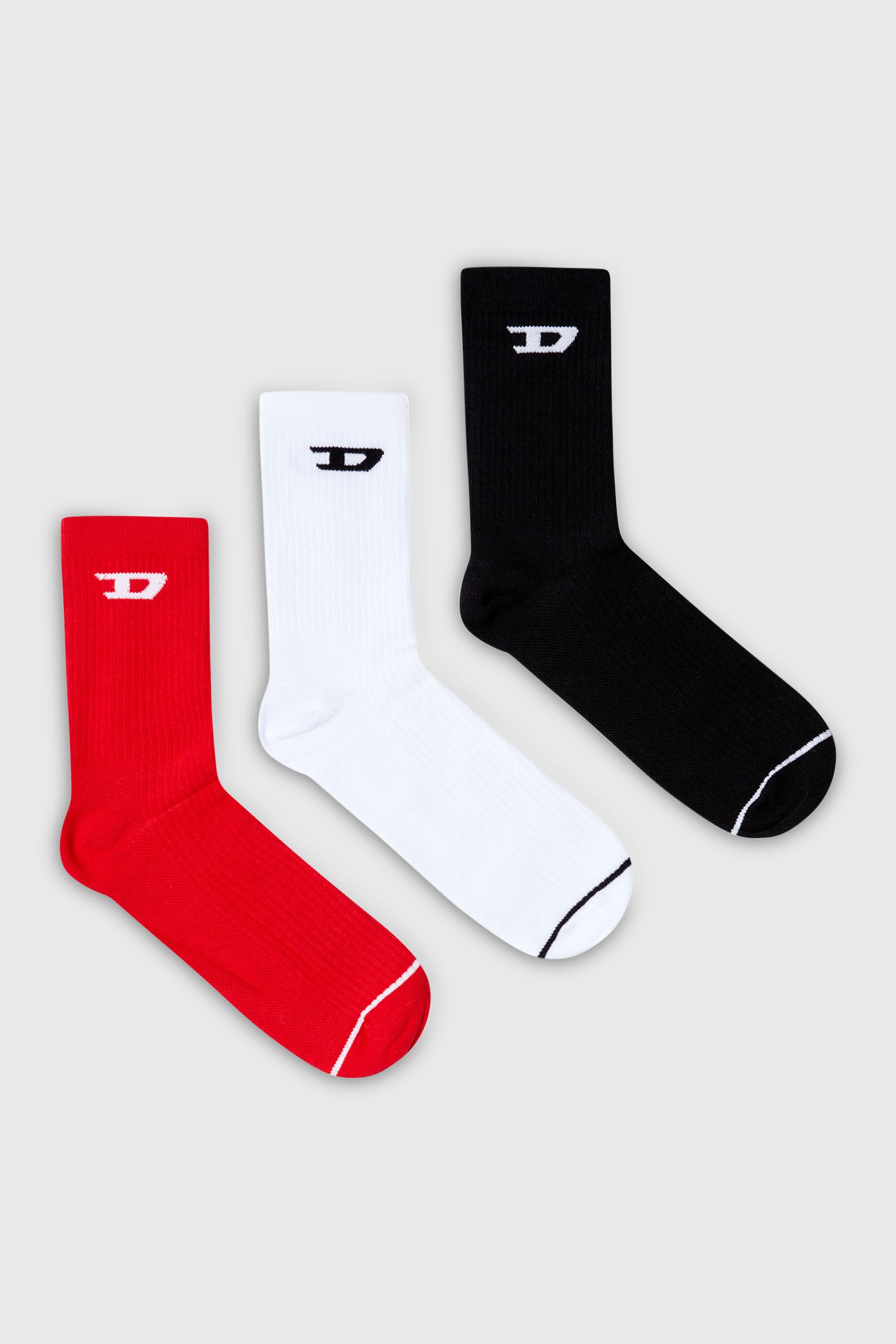 Diesel - SKM-D-TENNIS-CREW-17,5, Paquete de dos calcetines en canal&eacute; lisos y veteados Hombre in Multicolor - 1