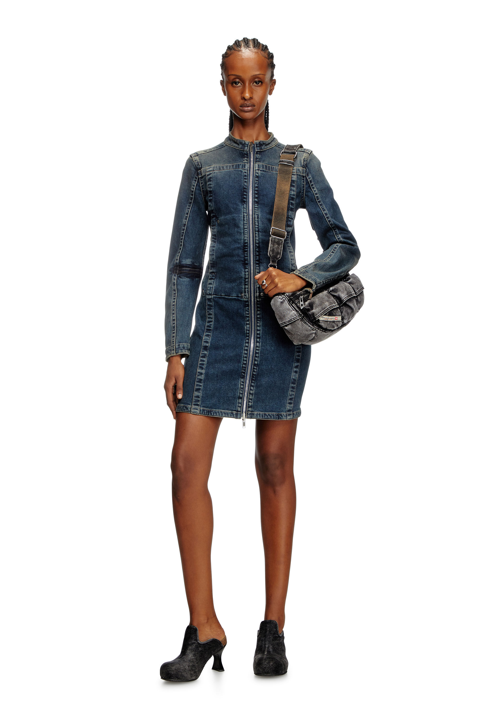 Diesel - DE-ROMI-RE, Vestido corto de Rehab denim Mujer in Azul marino - 1