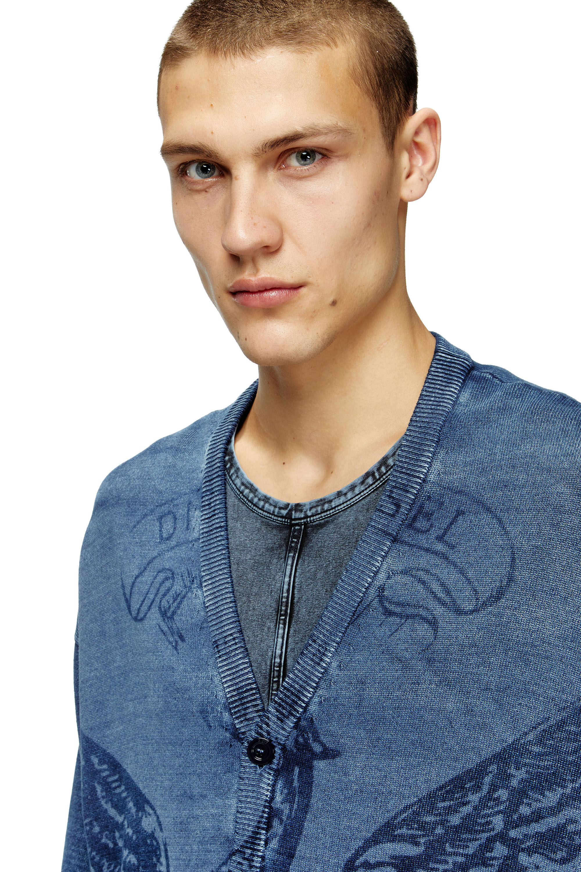 Diesel - K-FENICAR, Cárdigan índigo con logotipo Phoenix Hombre in Azul marino - 5