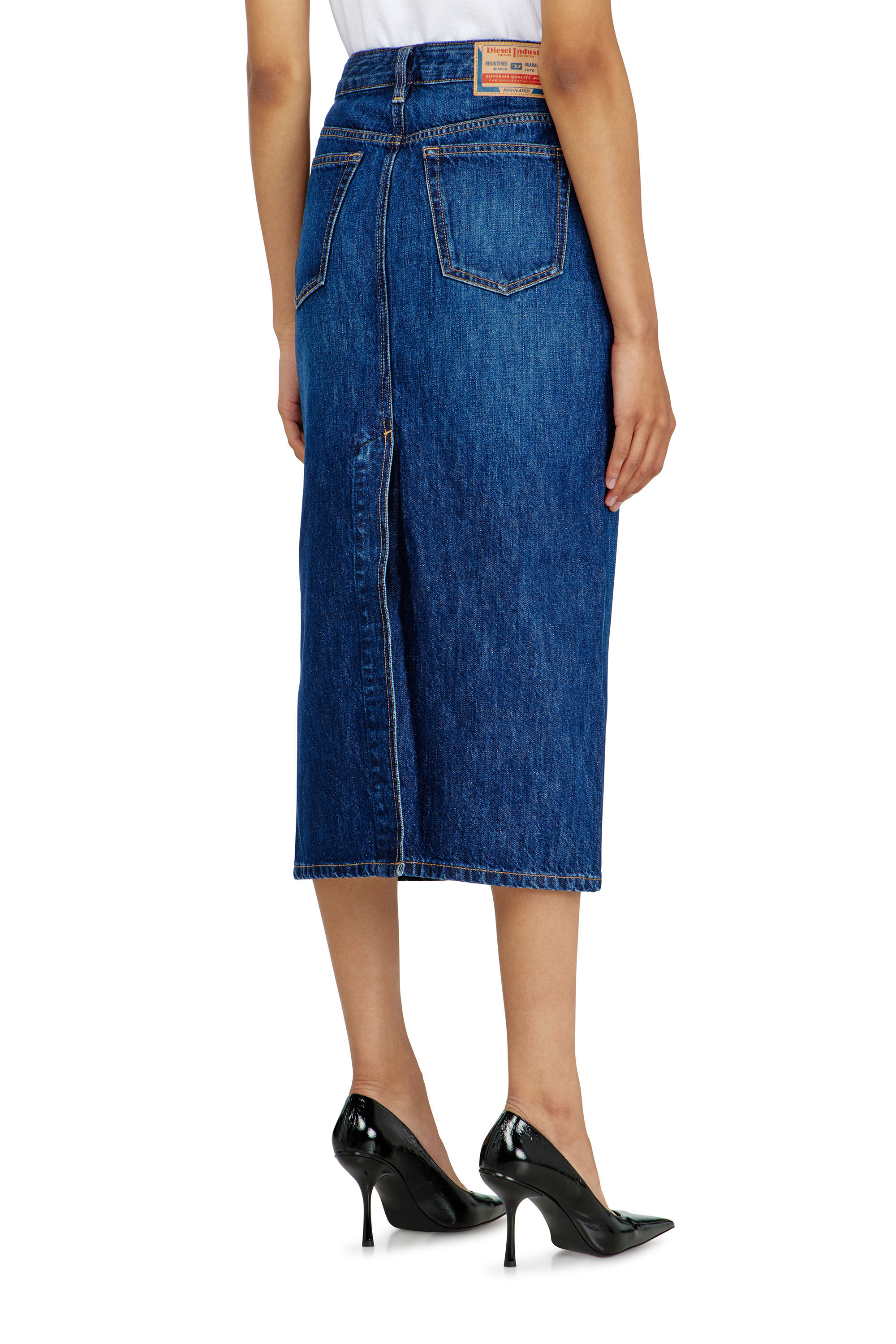 Diesel - DE-SKYE-D, Falda vaquera midi Mujer in Azul marino - 4