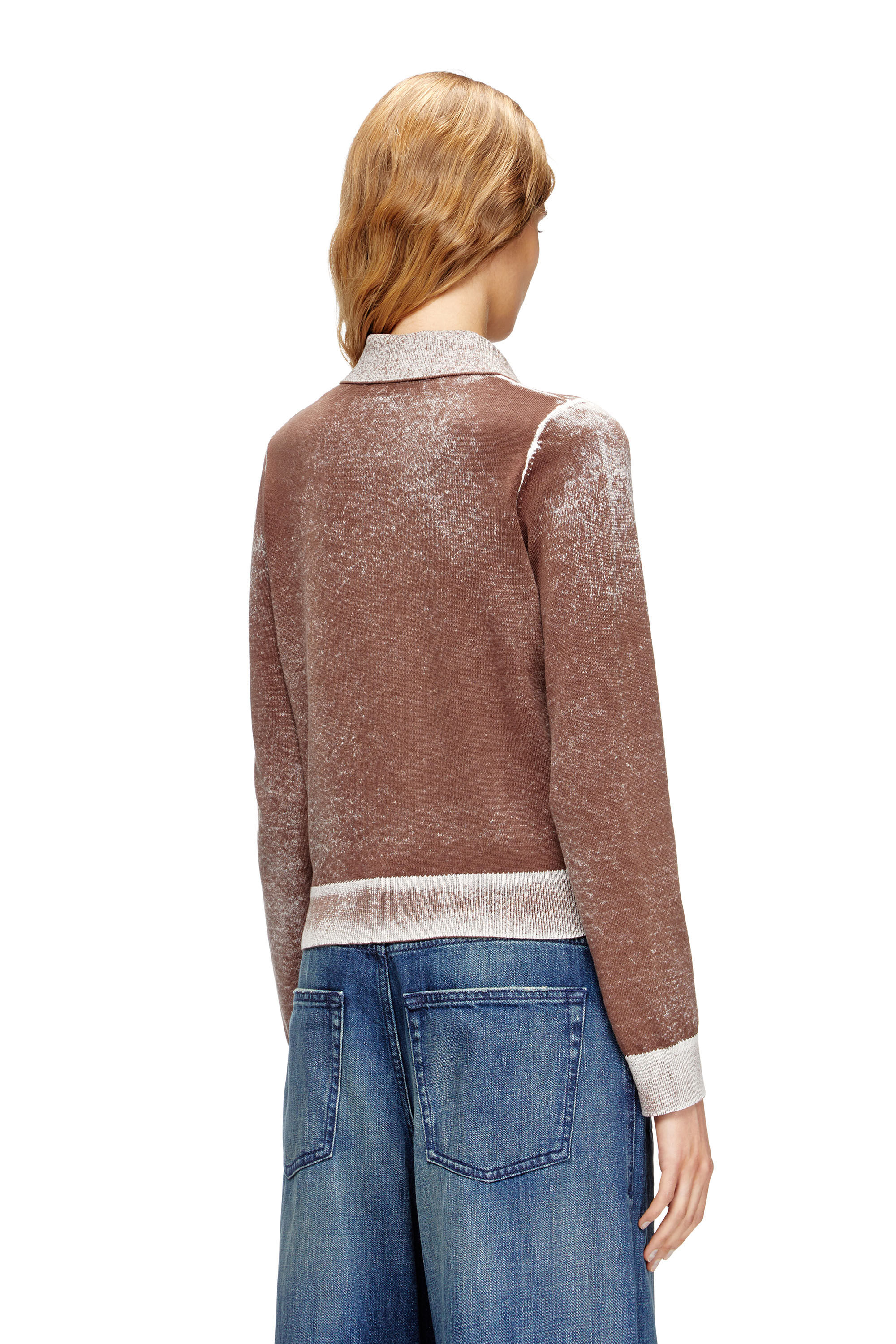 Diesel - M-LOREN, Woman's Cardigan with faded reverse print in Brown - 4