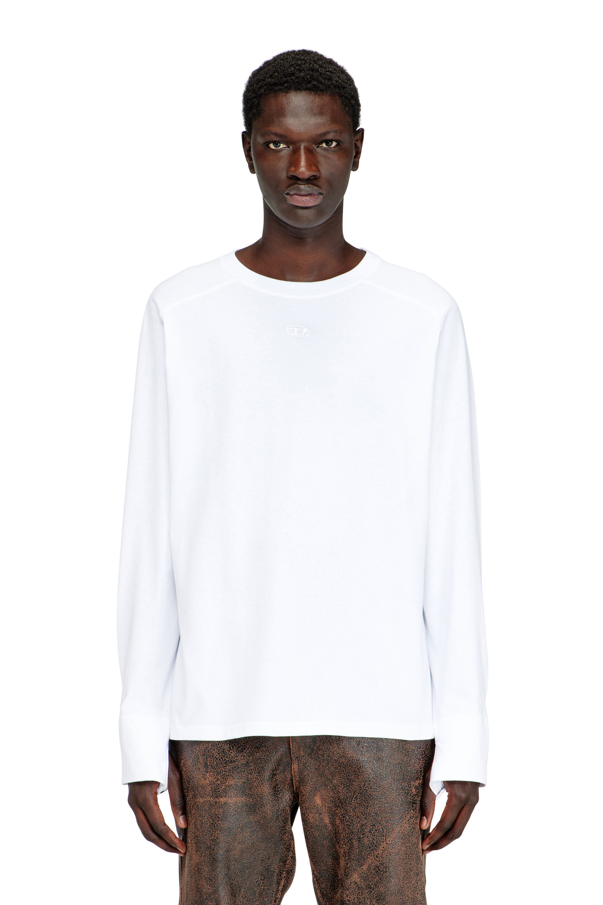 Diesel - T-KRISTIAN, Camiseta con pu&ntilde;o de detalle biker Hombre in Blanco - 3