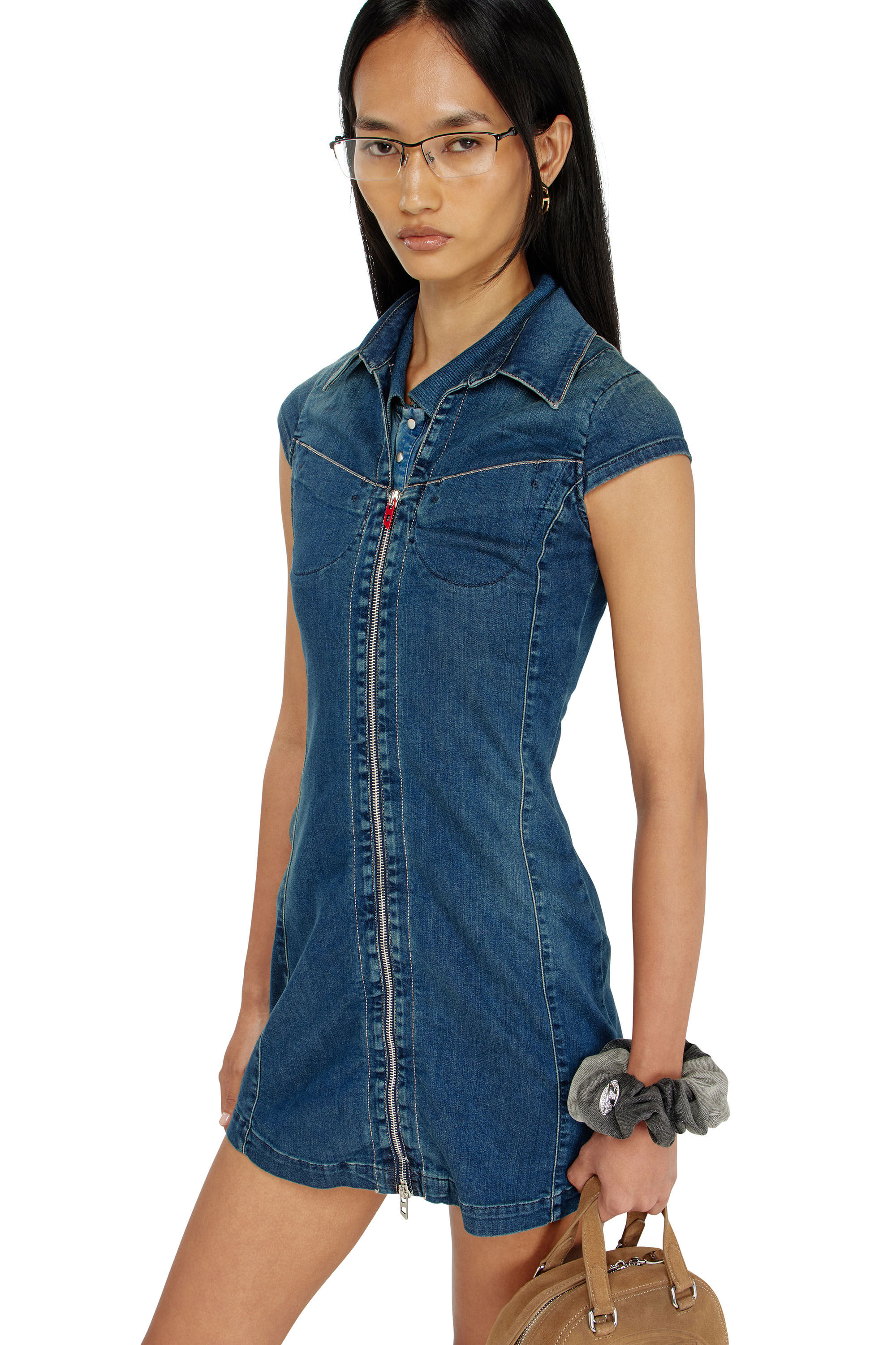 Diesel - DE-LORVYN-S, Vestido camisero denim con cremallera completa Mujer in ToBeDefined - 4