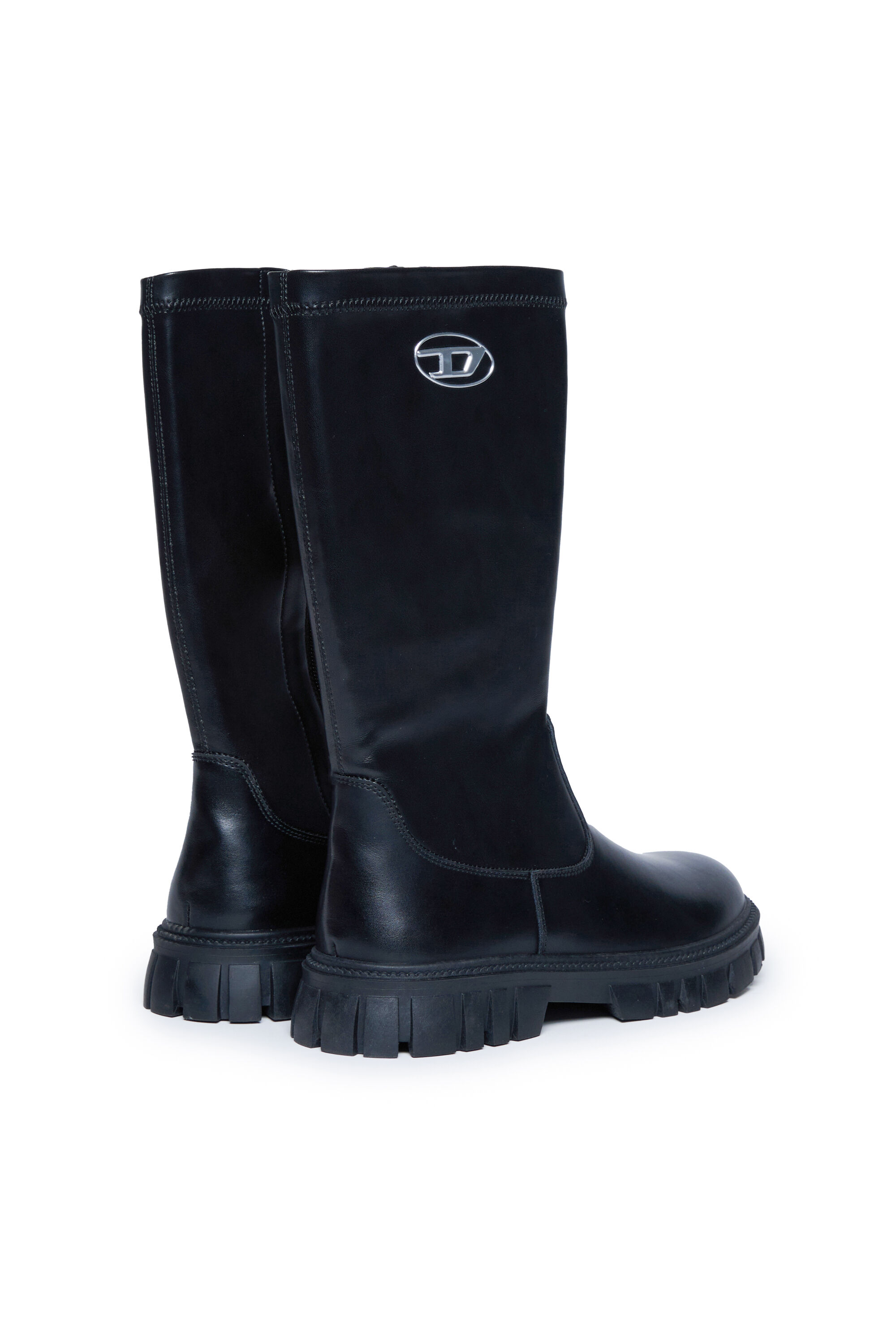 Diesel - D-HAMMER KNT, Botas de cuero hasta la rodilla Unisex in Negro - 3