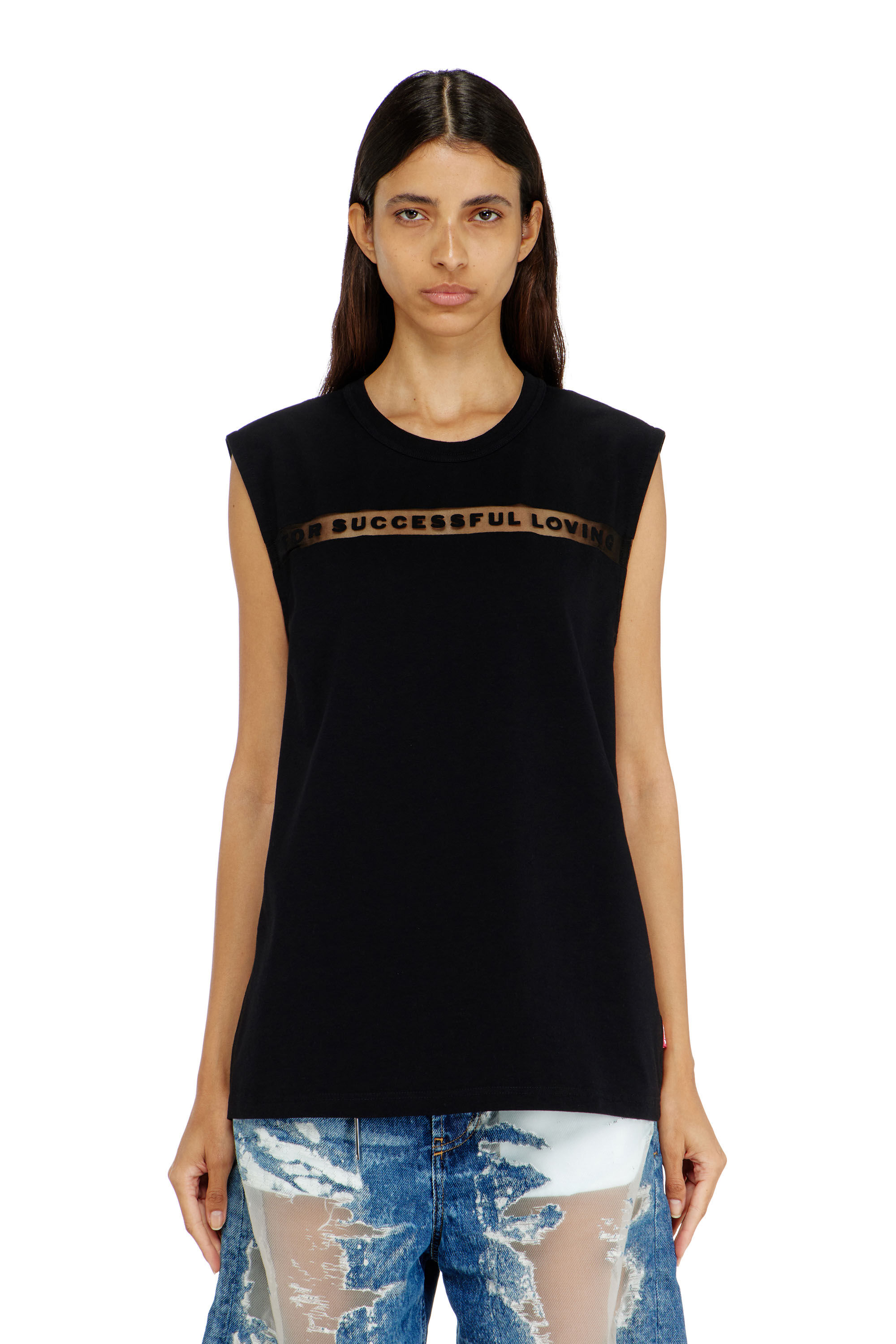 Diesel - PR-T-NORM-BISC-MATI-R, Camiseta de tirantes con logo For Successful Loving Unisex in Negro - 6