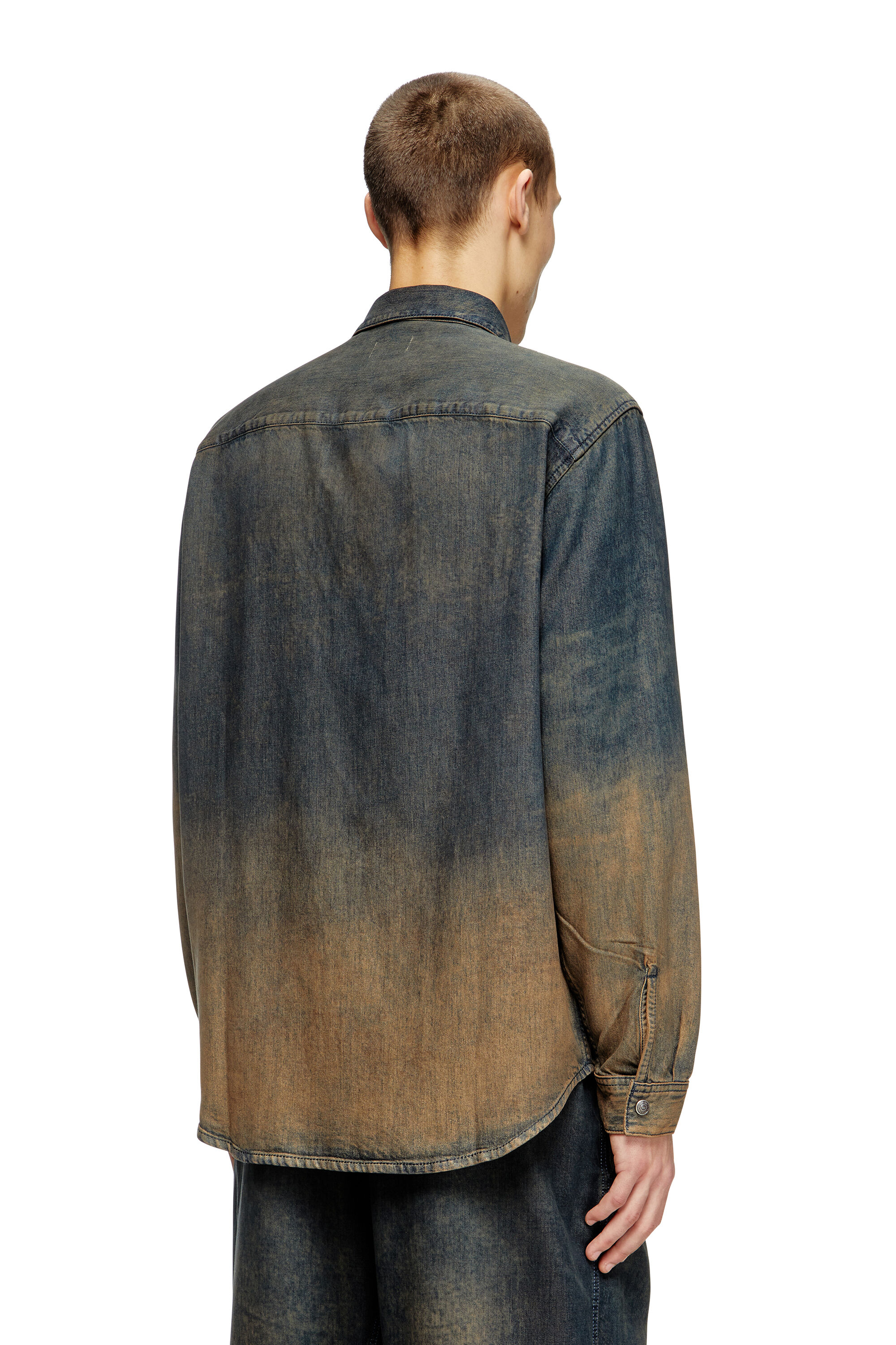 Diesel - D-SIMPLY-S8, Camisa de denim degradado fluido Hombre in Azul marino - 4