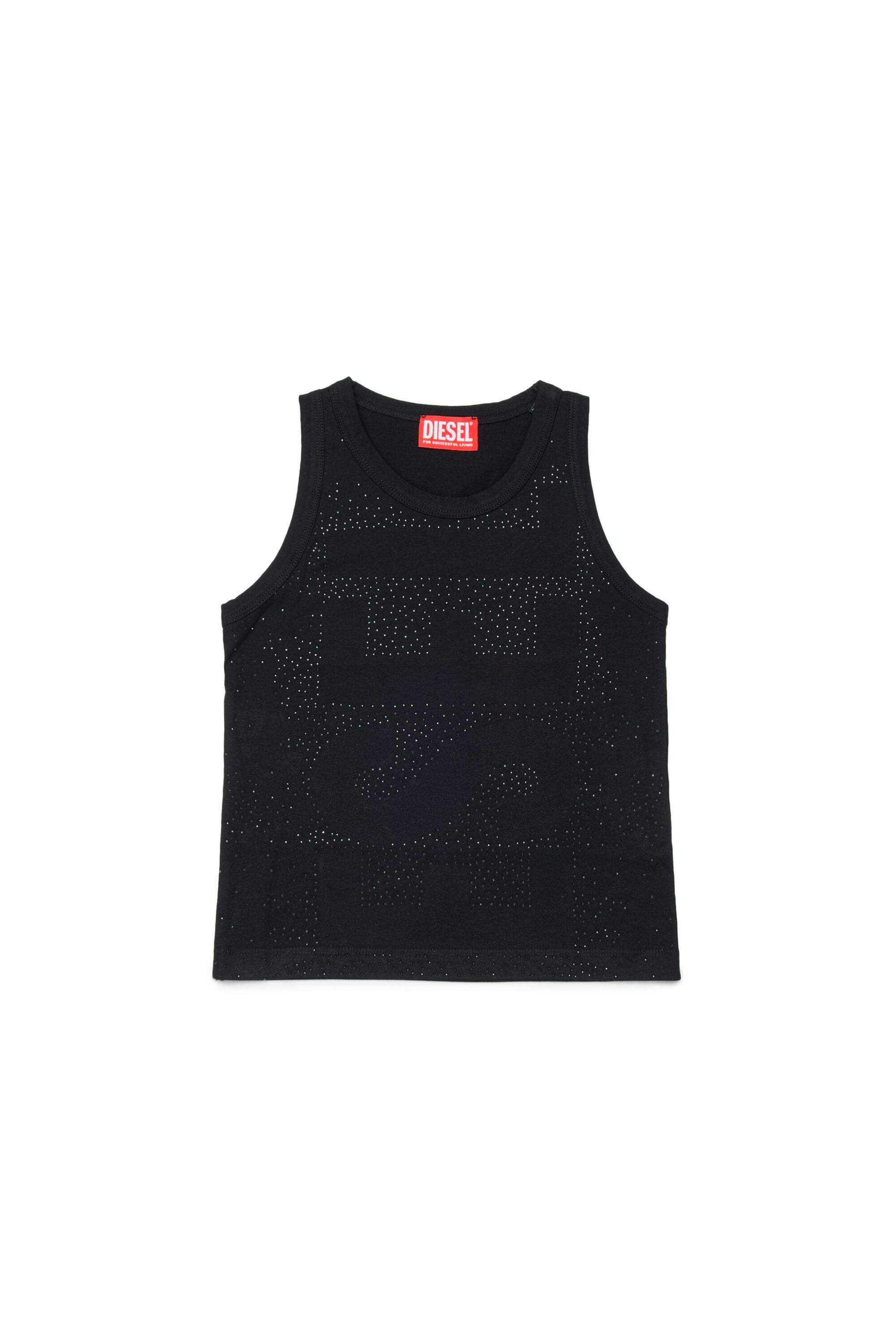 Diesel - TSTUDS, Camiseta de tirantes con logo tachonado Mujer in Negro - 1