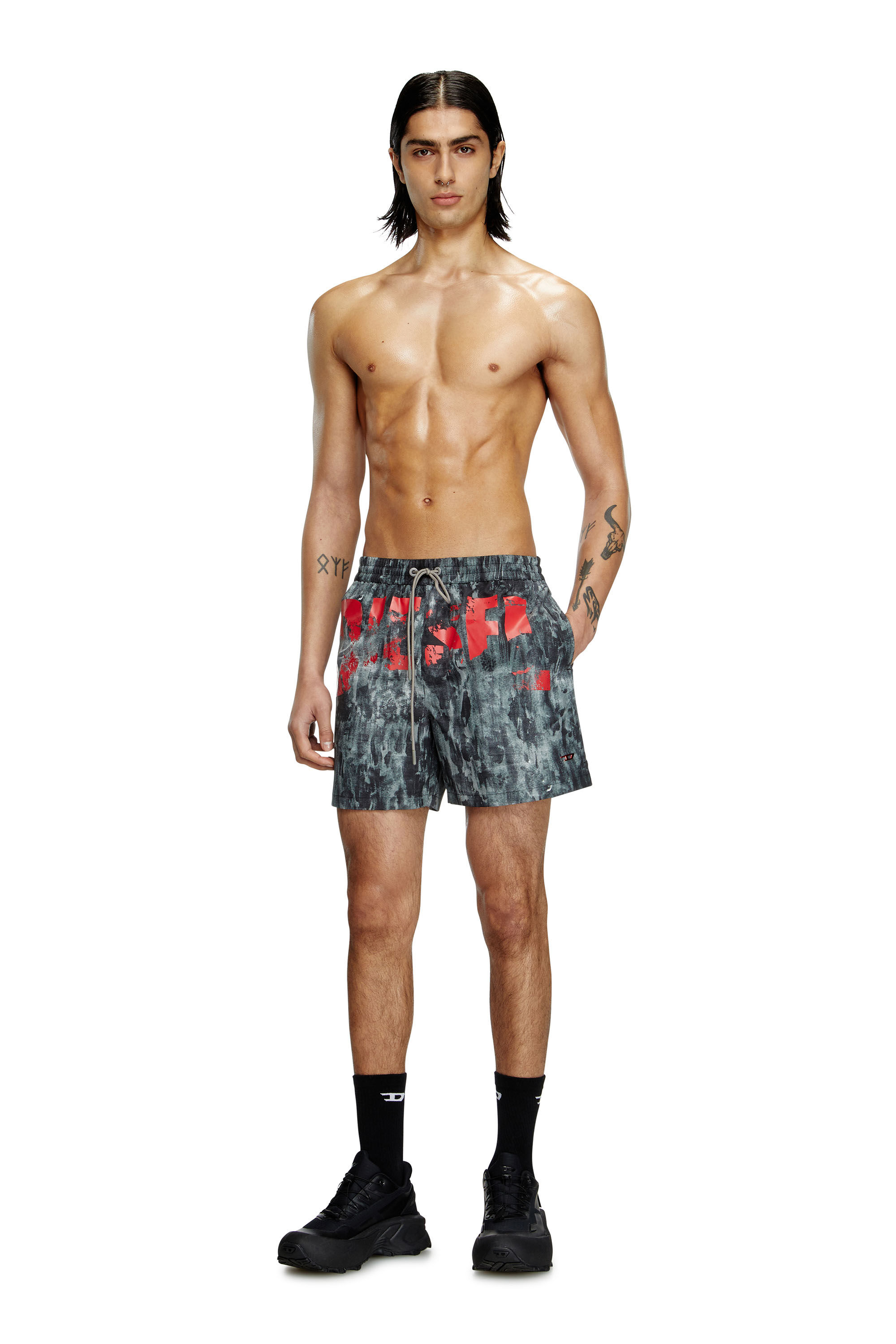 Diesel - RIO-41-D-POP, Bañador de longitud media con estampado gráfico Hombre in Negro - 2