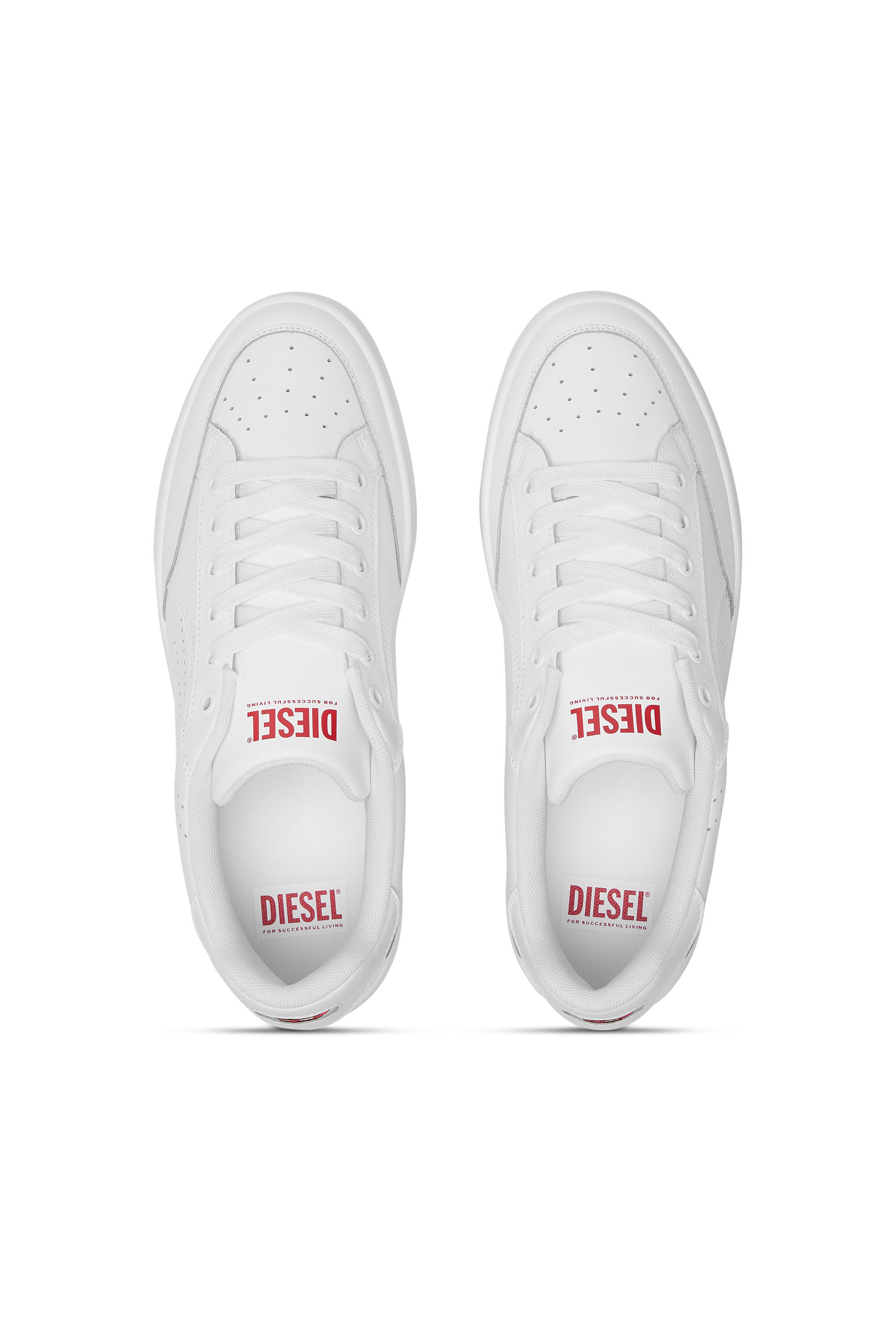 Diesel - S-DAKOTA LOW, S-Dakota-Deportivas de cuero con logotipo perforado Hombre in Blanco - 4
