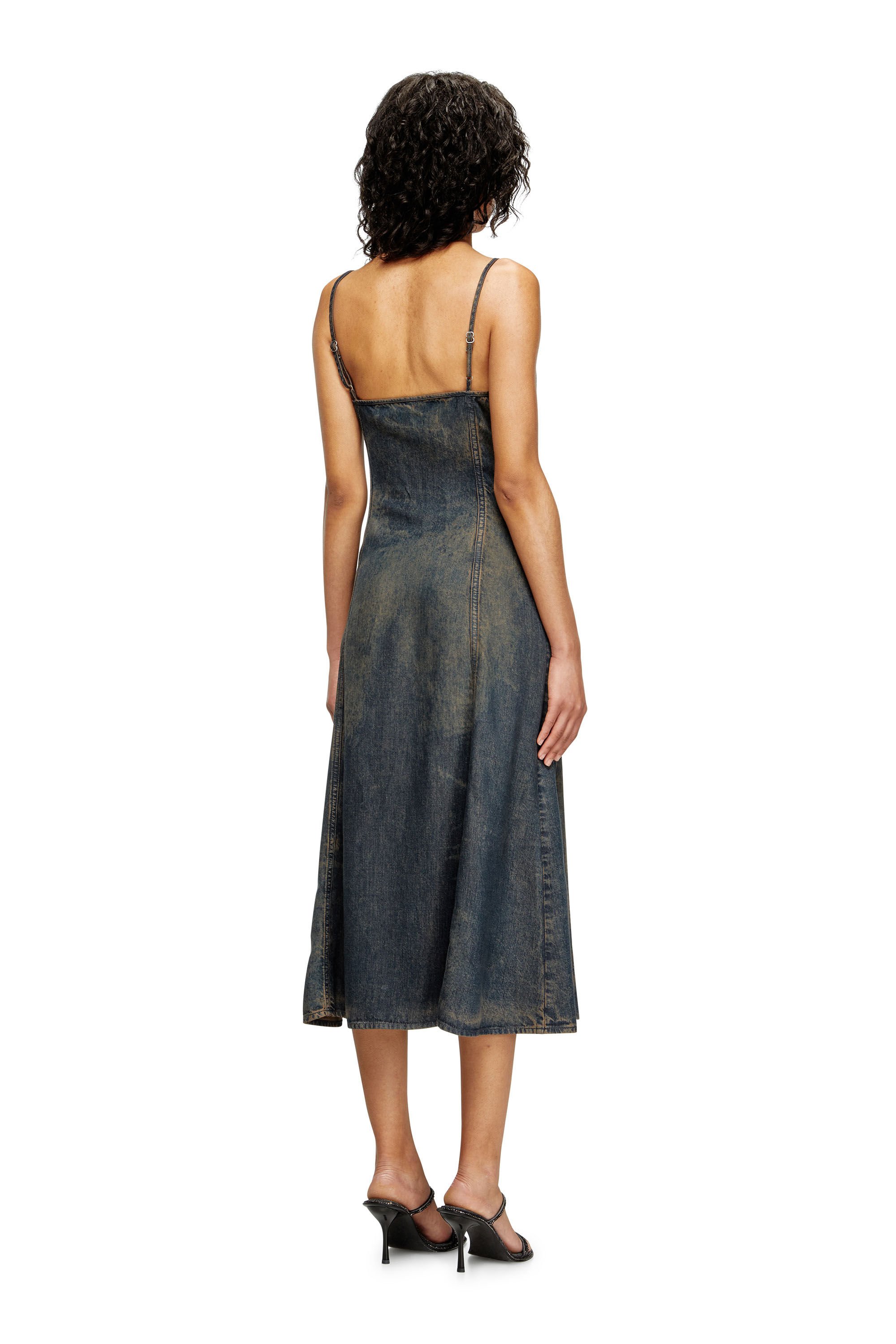 Diesel - DE-BELD-S, Vestido midi en denim fluido con efecto de suciedad Mujer in ToBeDefined - 3