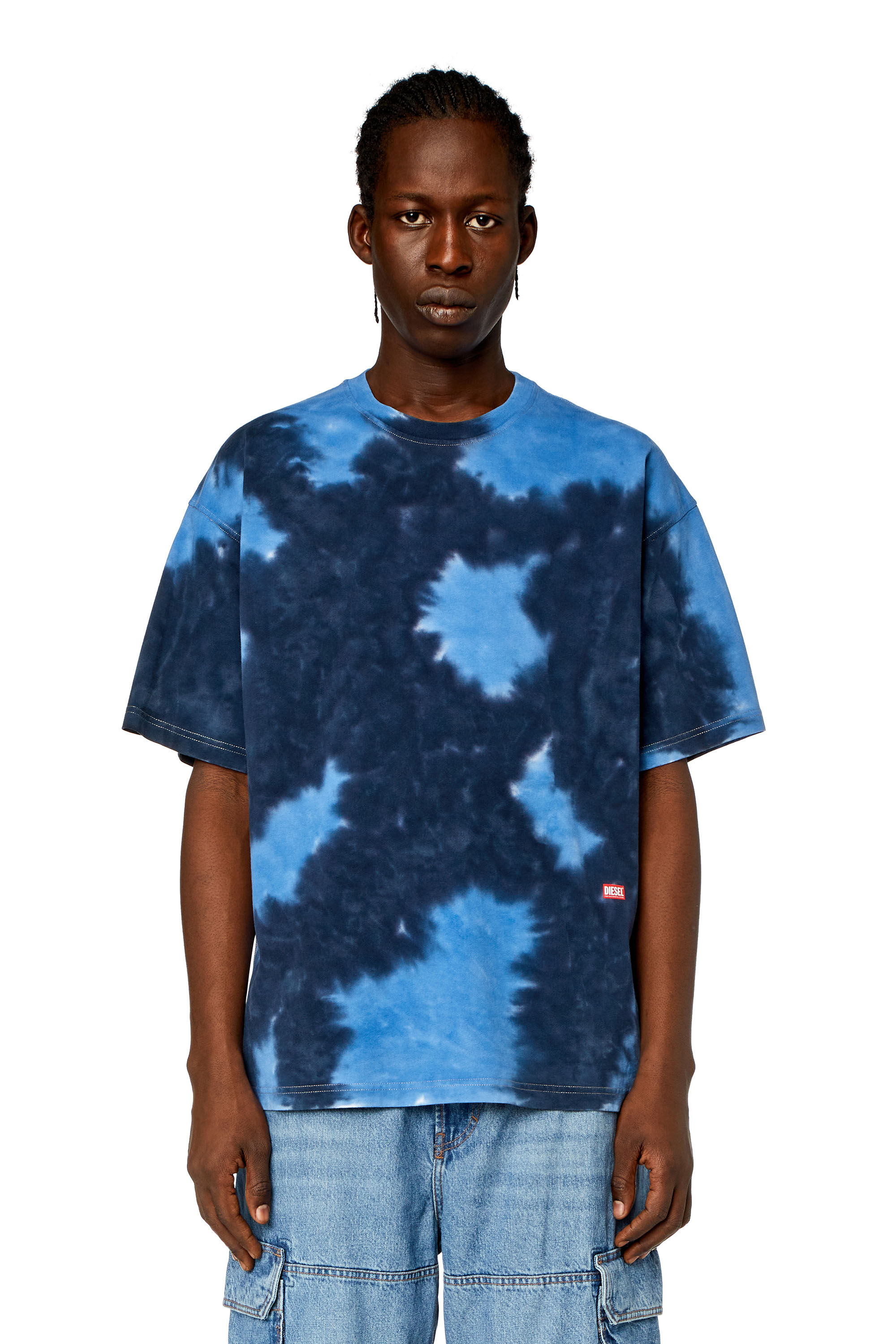 Camiseta de tejido tenido con la tecnica tie dye Hombre Azul marino Diesel