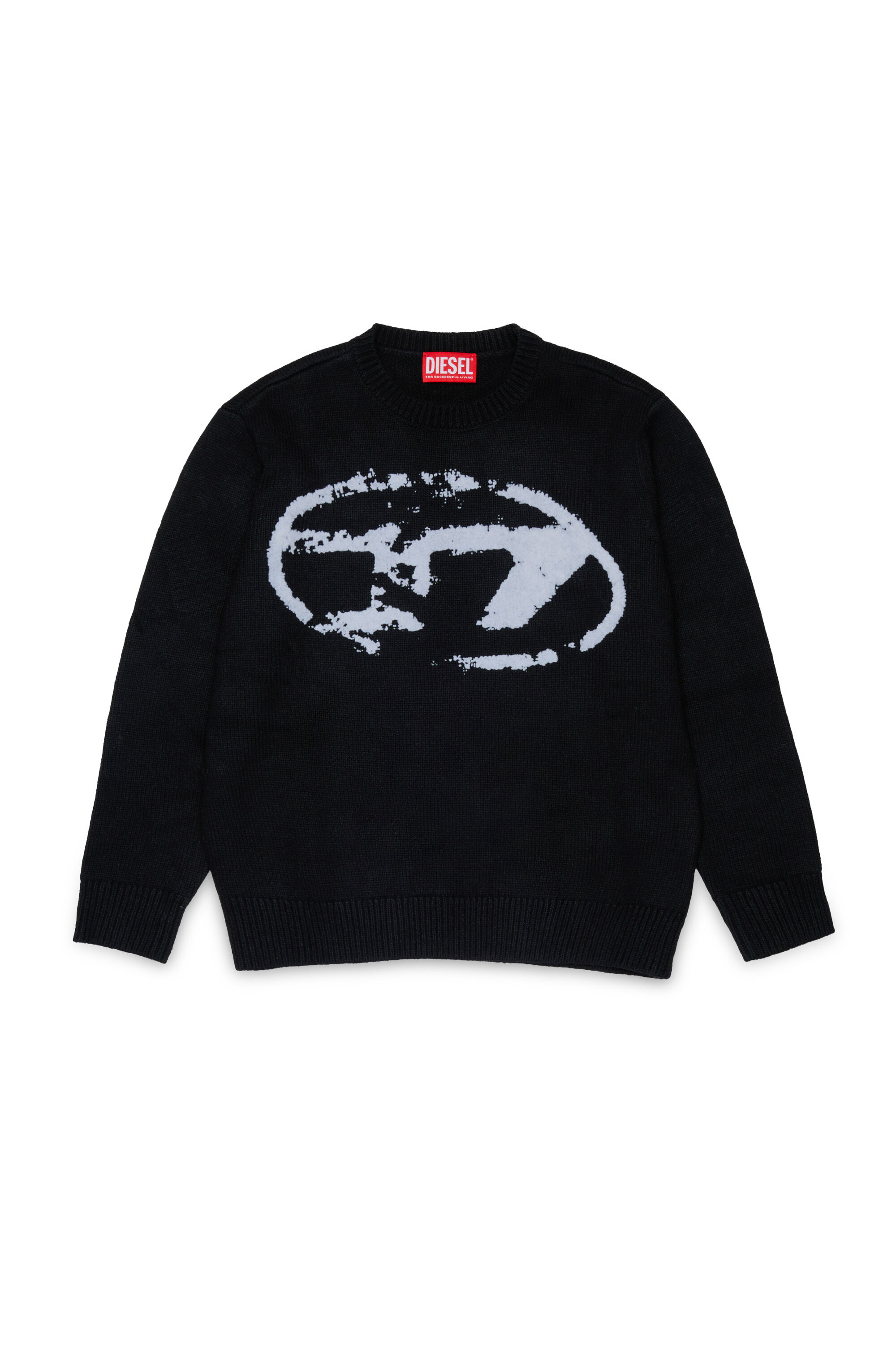 Diesel - KLEDI OVER, Suéter de cuello redondo mezcla de lana con estampado Hombre in Negro - 1