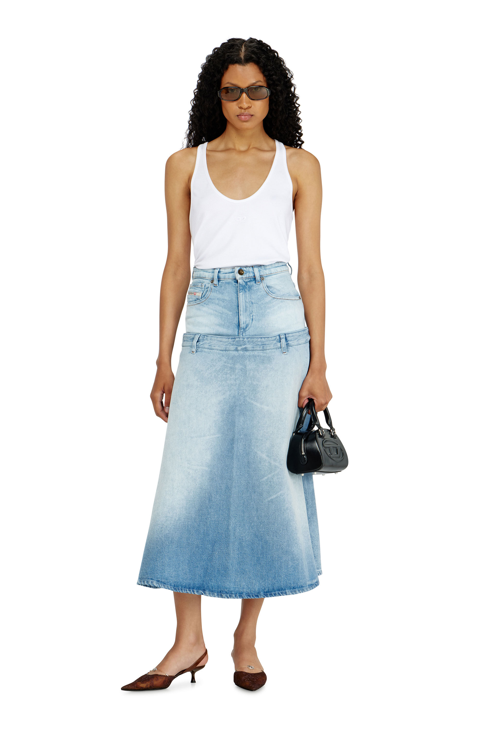 Diesel - DE-VORYA-S, Falda vaquera con dise&ntilde;o a capas Mujer in Azul marino - 1