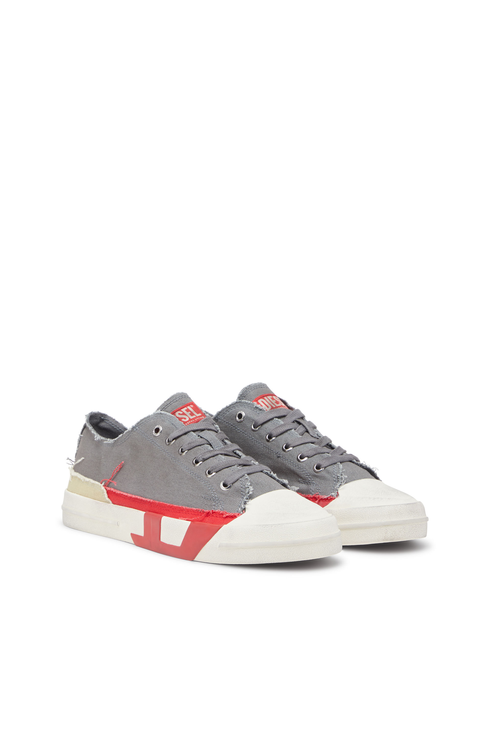 Diesel - S-D-VERSE LOW, S-D-Verse-Deportivas de lona con efecto desgastado Hombre in Gris - 2