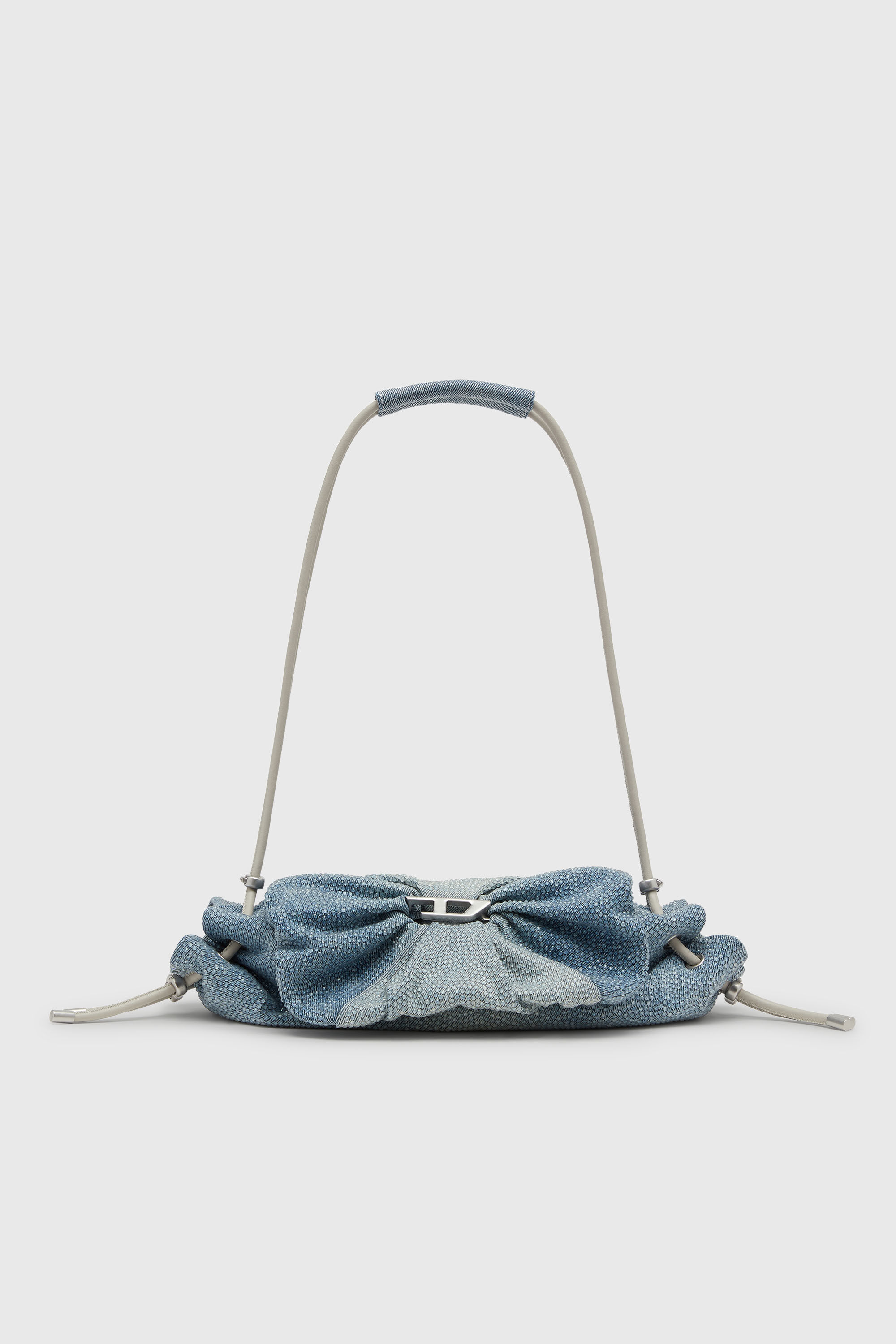 Diesel - SCRUNCH-D SHOULDER S, Scrunch-D - Bolso de hombro denim con cristales transparentes Mujer in Azul marino - 2