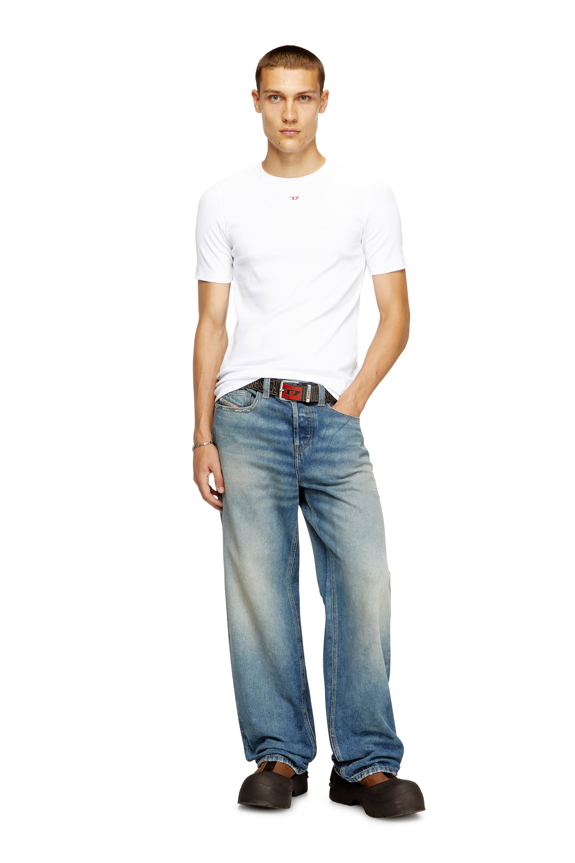 Diesel - D-RIBBER-N, Camiseta con parche D Hombre in Blanco - 1