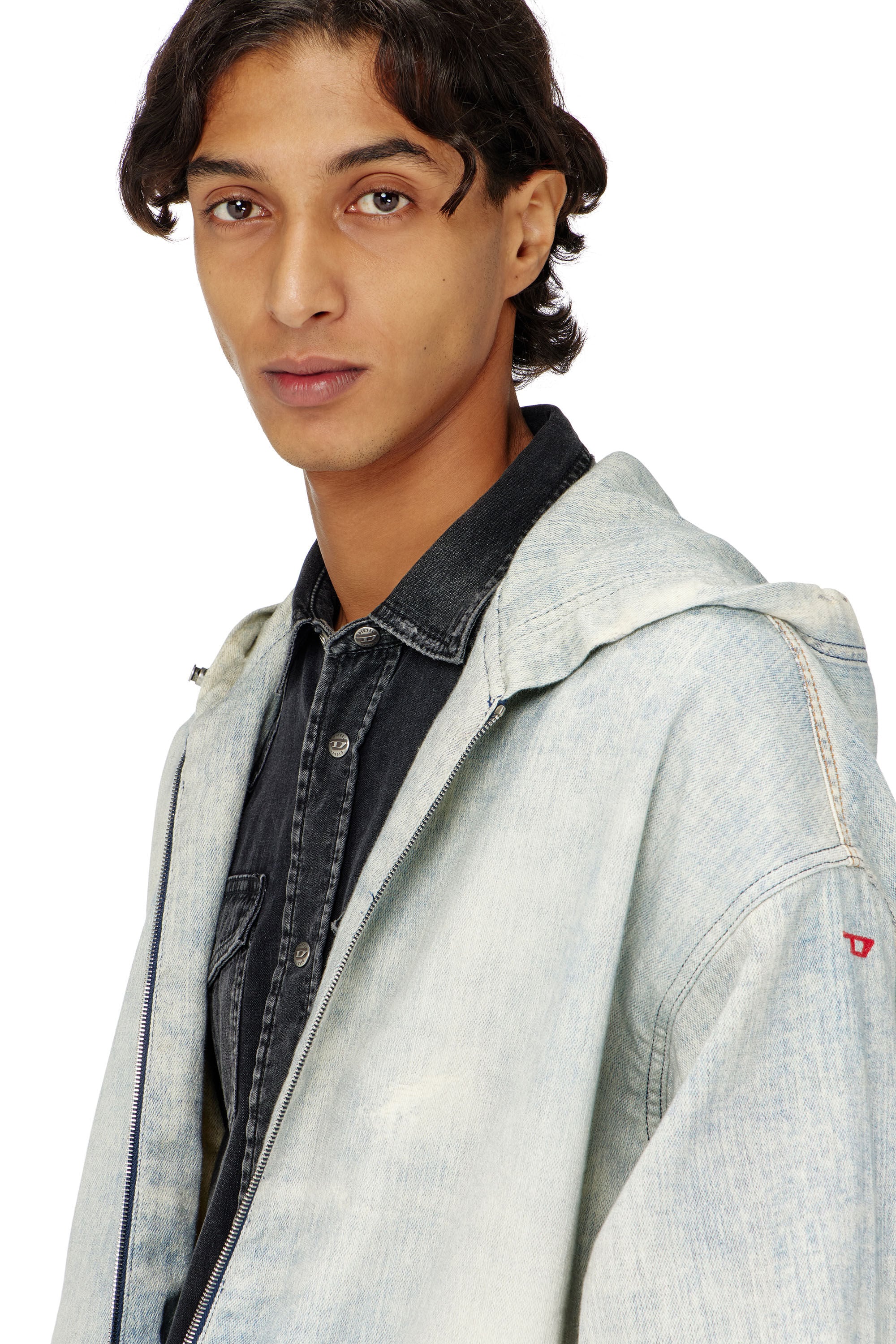 Diesel - D-WYNNY JOGG, Chaqueta JoggJeans con efecto trompe l&rsquo;oeil Hombre in Azul marino - 5
