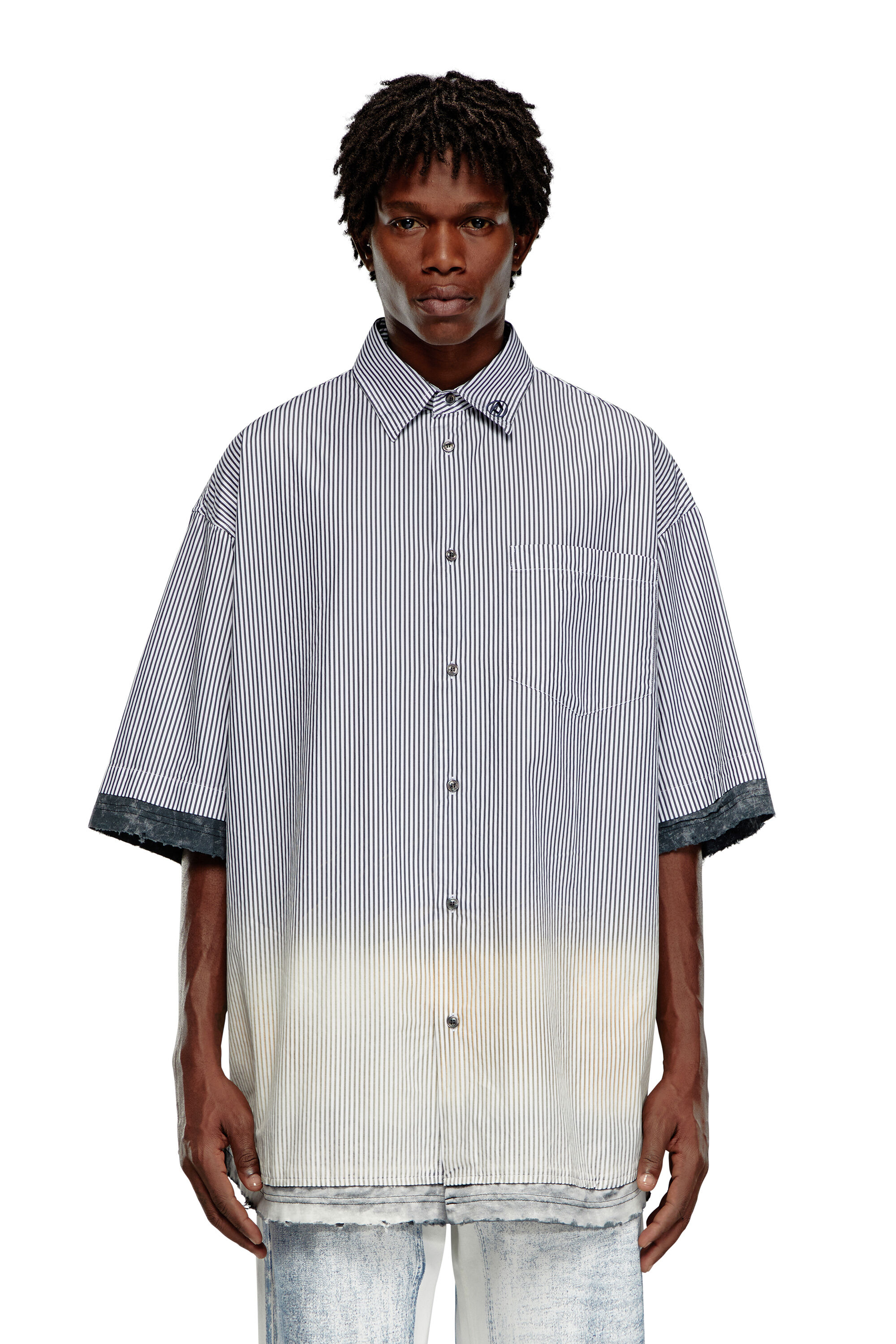 Diesel - S-TRAX, Camisa de manga corta a rayas desgastada Hombre in Multicolor - 5