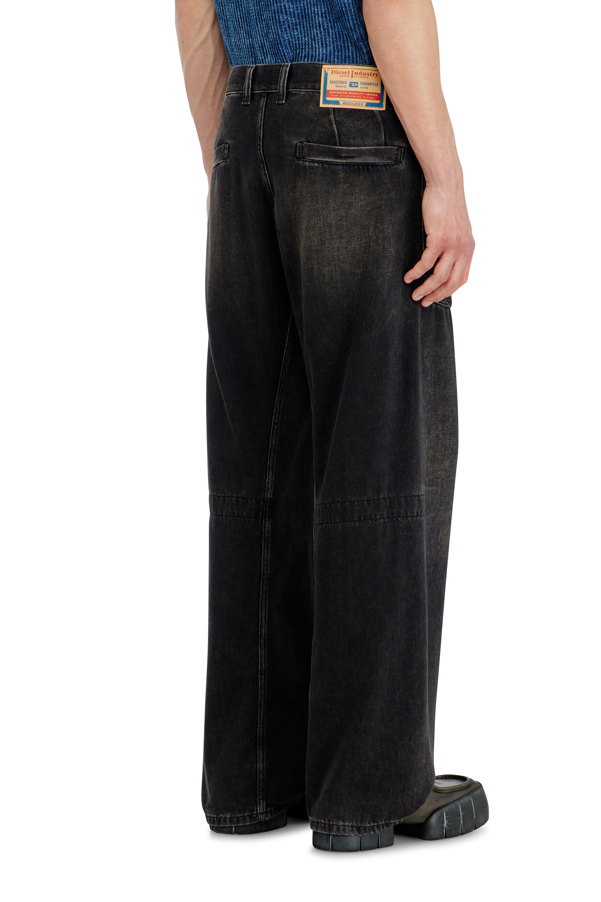Diesel - Relaxed Jeans D-Zeta 09J96 Hombre, Negro/Gris oscuro - 5