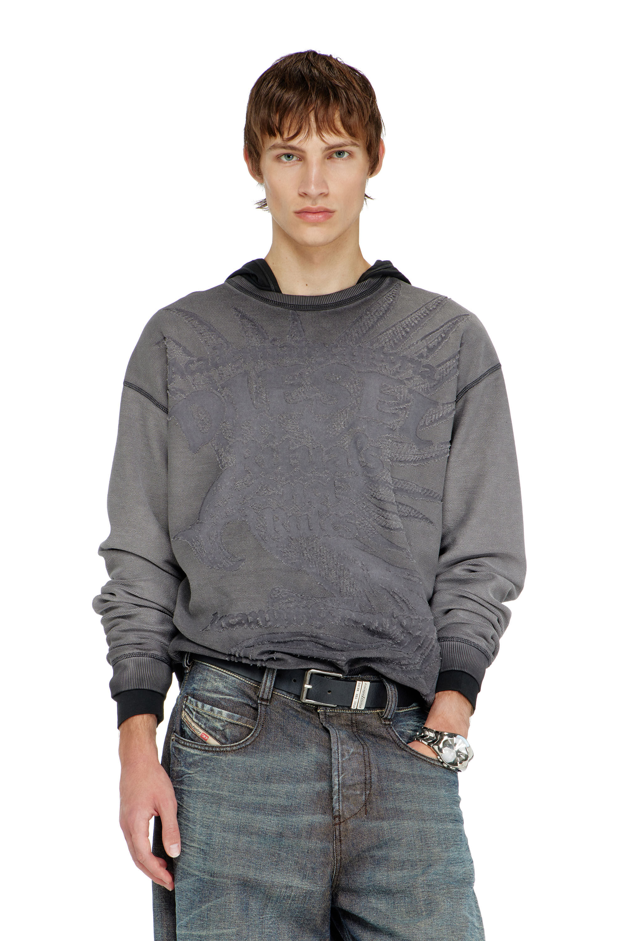 Diesel - S-ARON-RAW, Sudadera con estampado devor&eacute; Hombre in ToBeDefined - 3