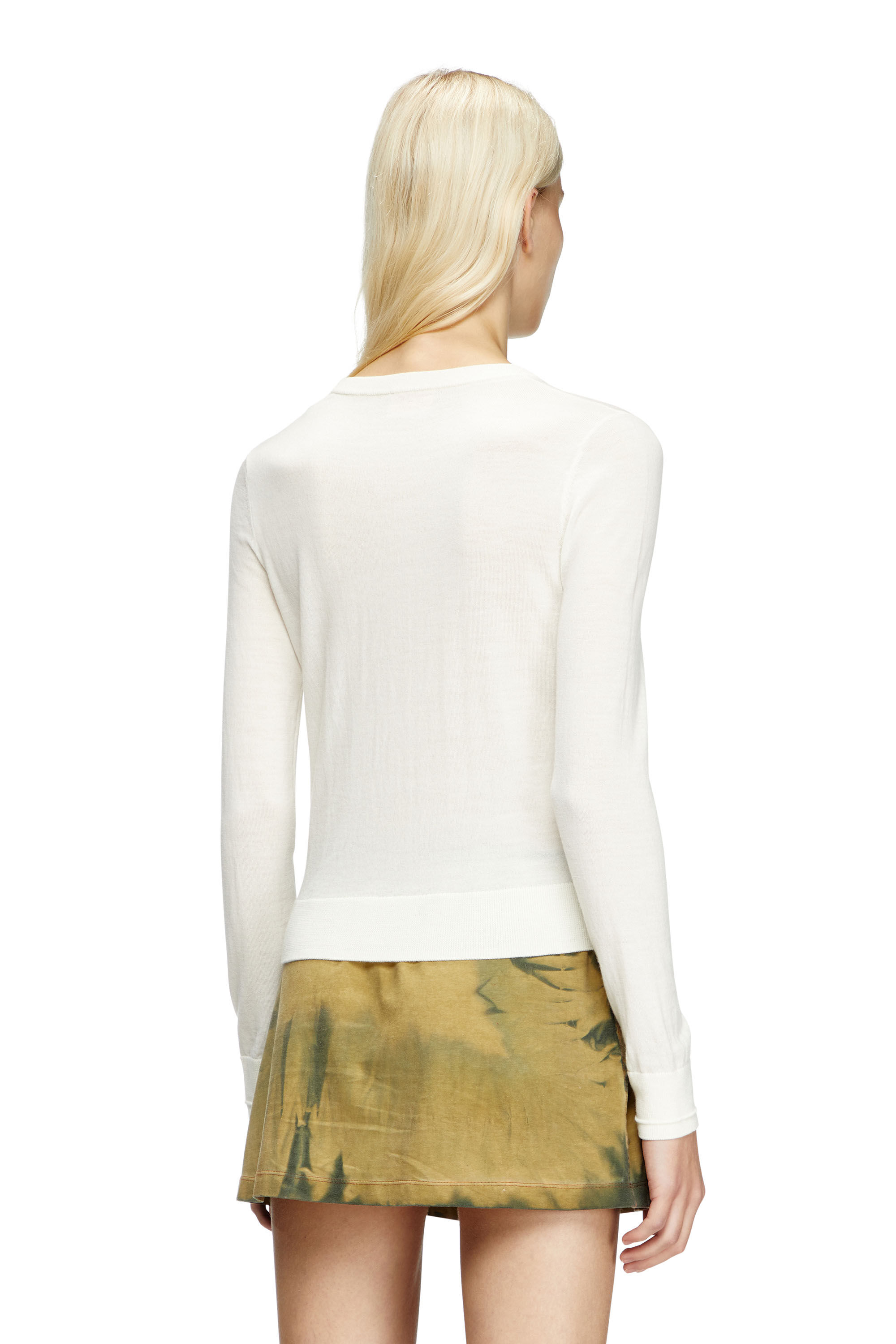 Tシャツ・カットソー DIESEL M Alinesa Knit White A174980DCCH129 A174980DCCH129SS2 Women's Wool jumper with cut-out logo | White | Diesel
