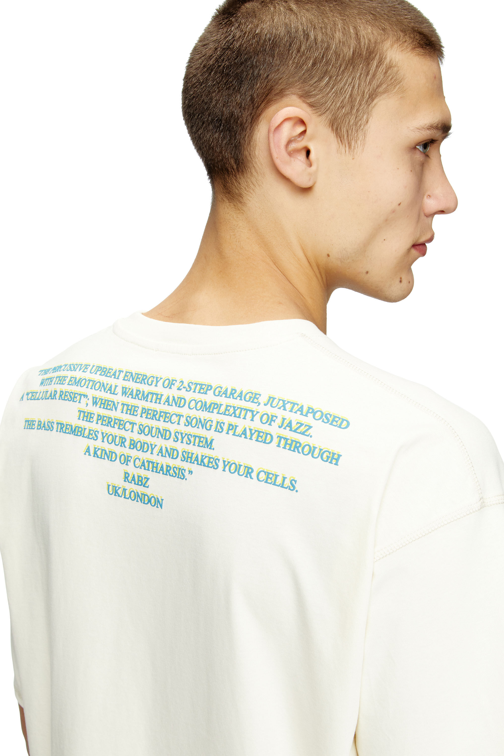 Diesel - T-BIX-AA, Camiseta con estampado de letras de canciones Unisex in Blanco - 5
