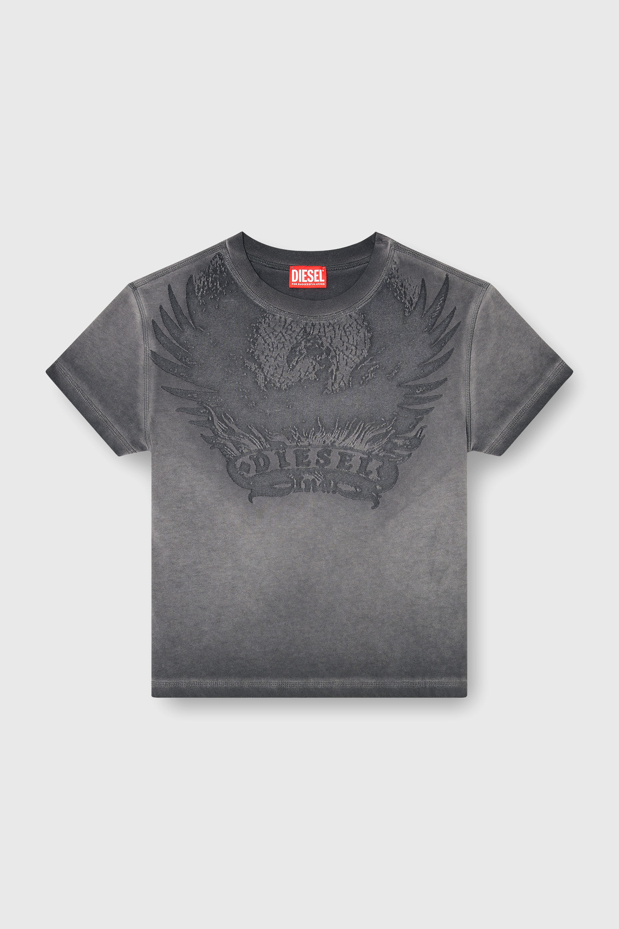 Diesel - T-ILA-AA7, Camiseta slim con d&eacute;vor&eacute; Phoenix Mujer in Gris - 2