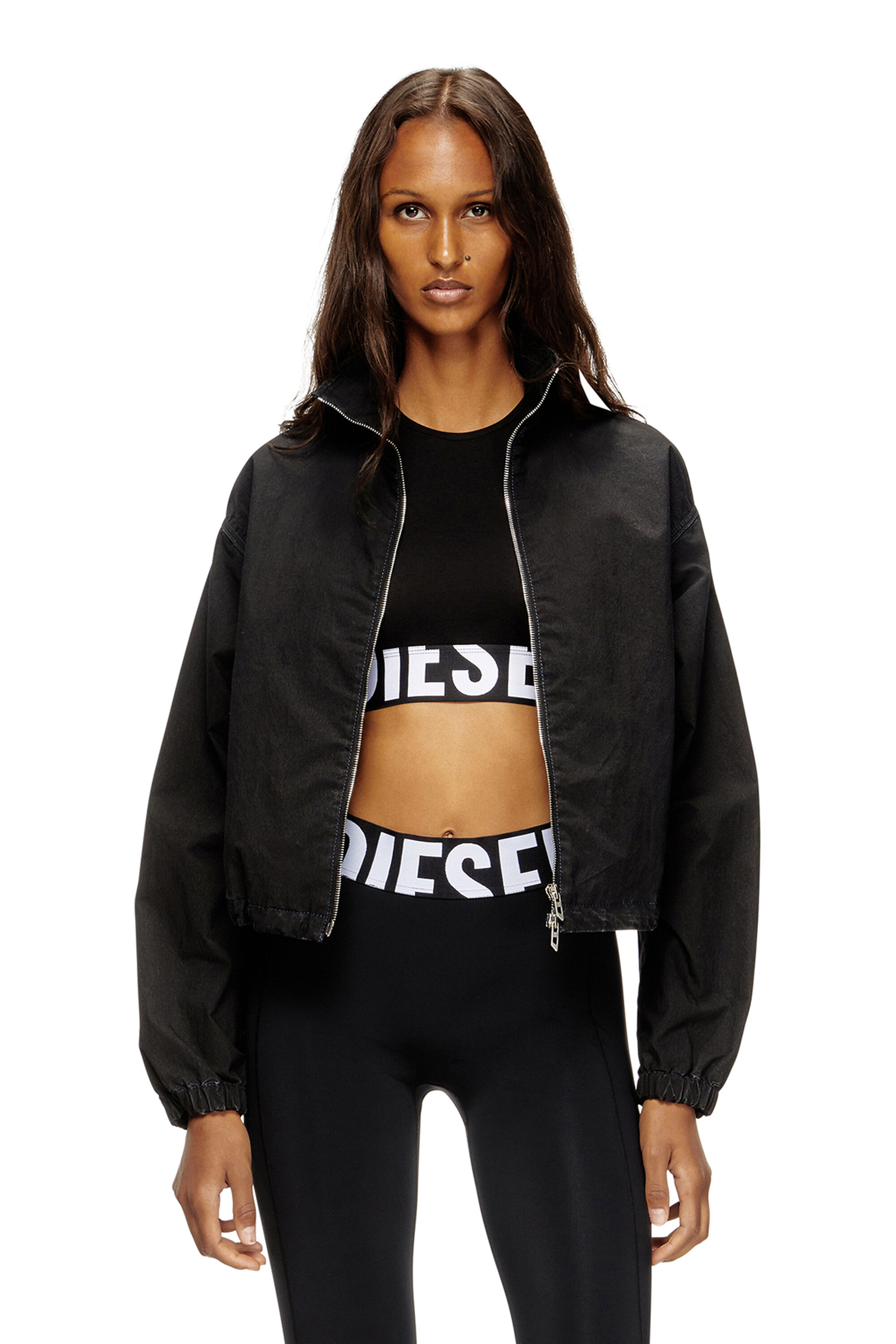 Diesel - ADA-D-POP, Camiseta con tirantes recortada con logotipo recortado Mujer in Negro - 5