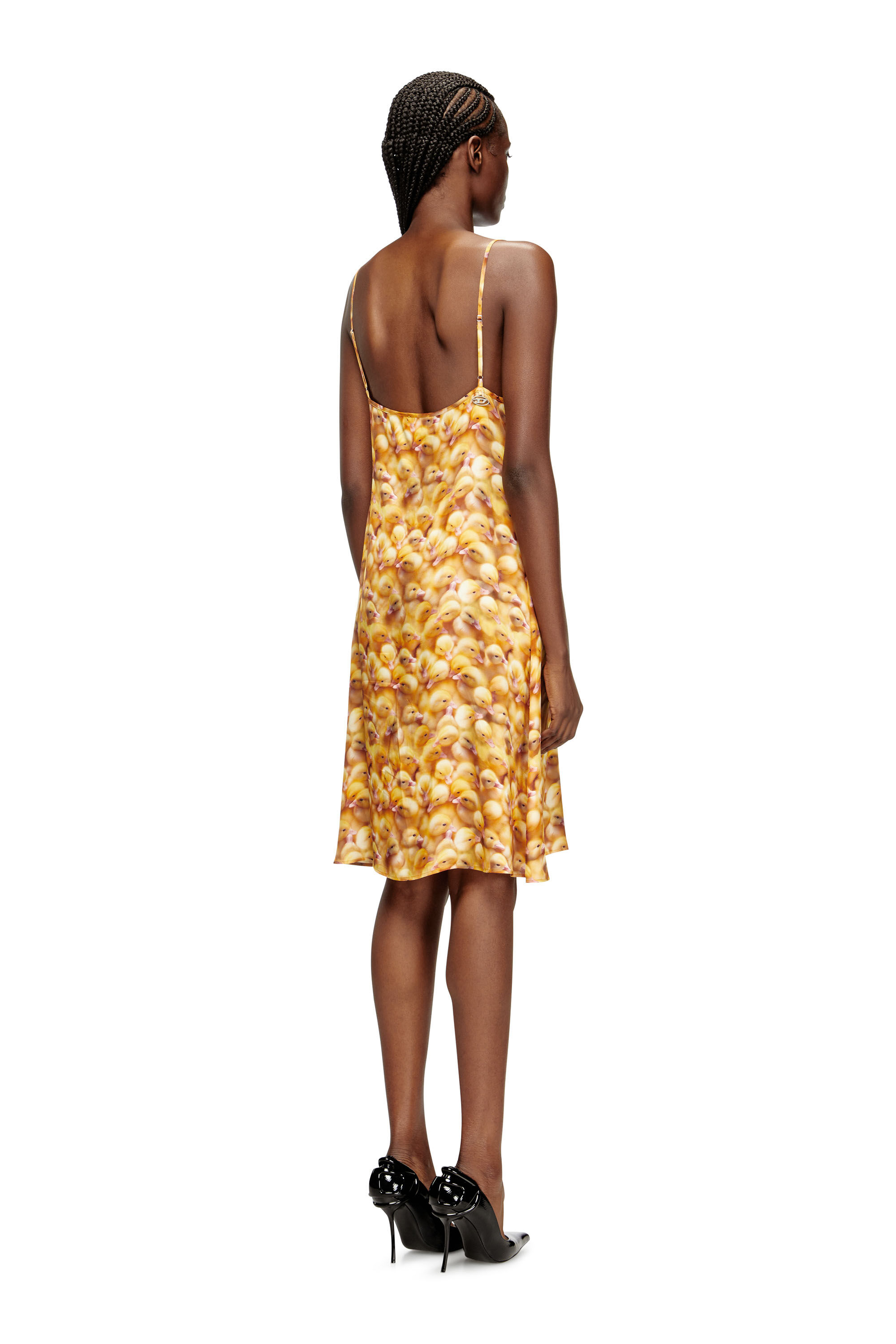 Diesel - D-ULCET, Vestido mini de viscosa con estampado integral Mujer in Amarillo - 4