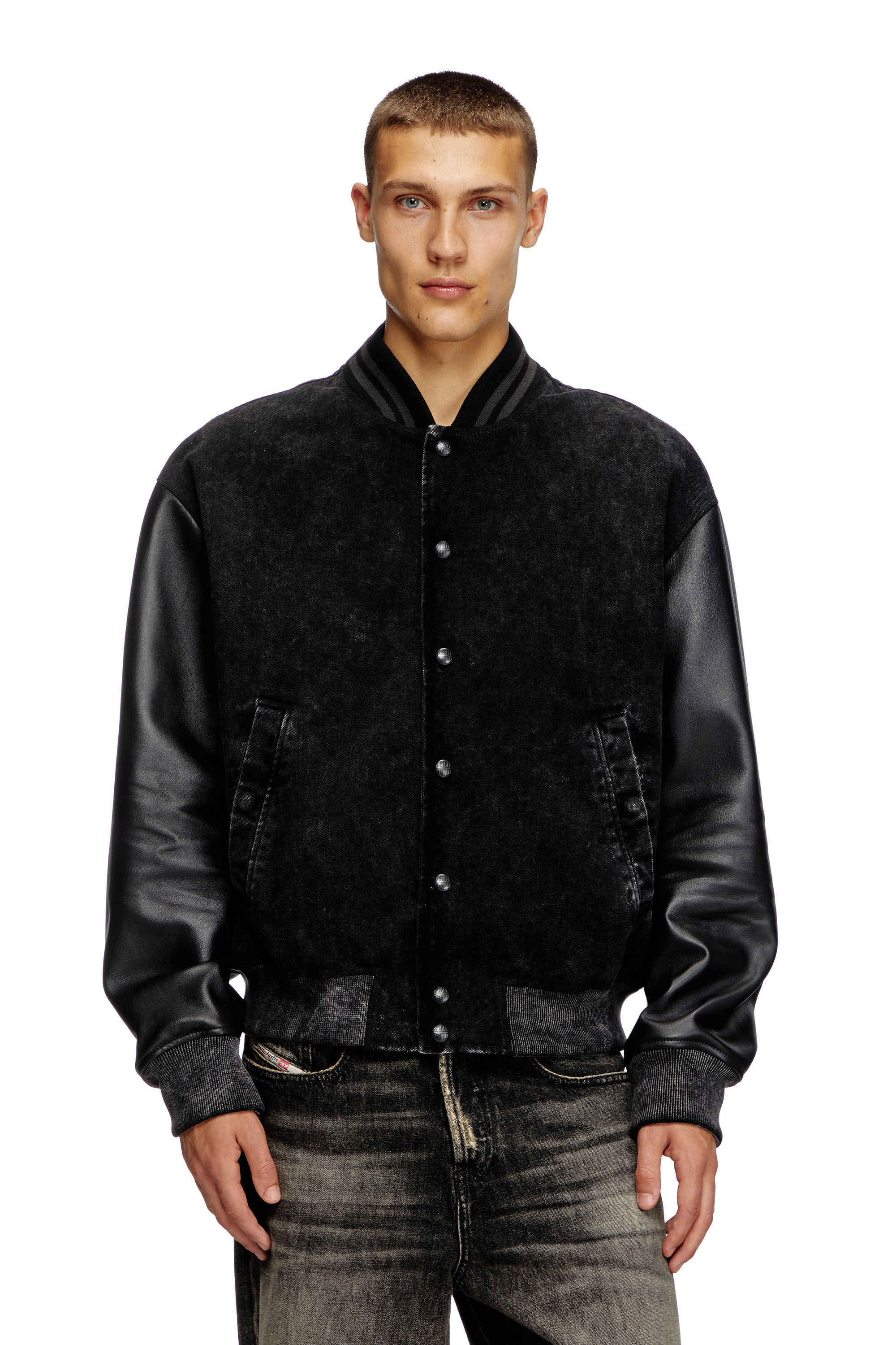 Diesel leather bomber jacket sales