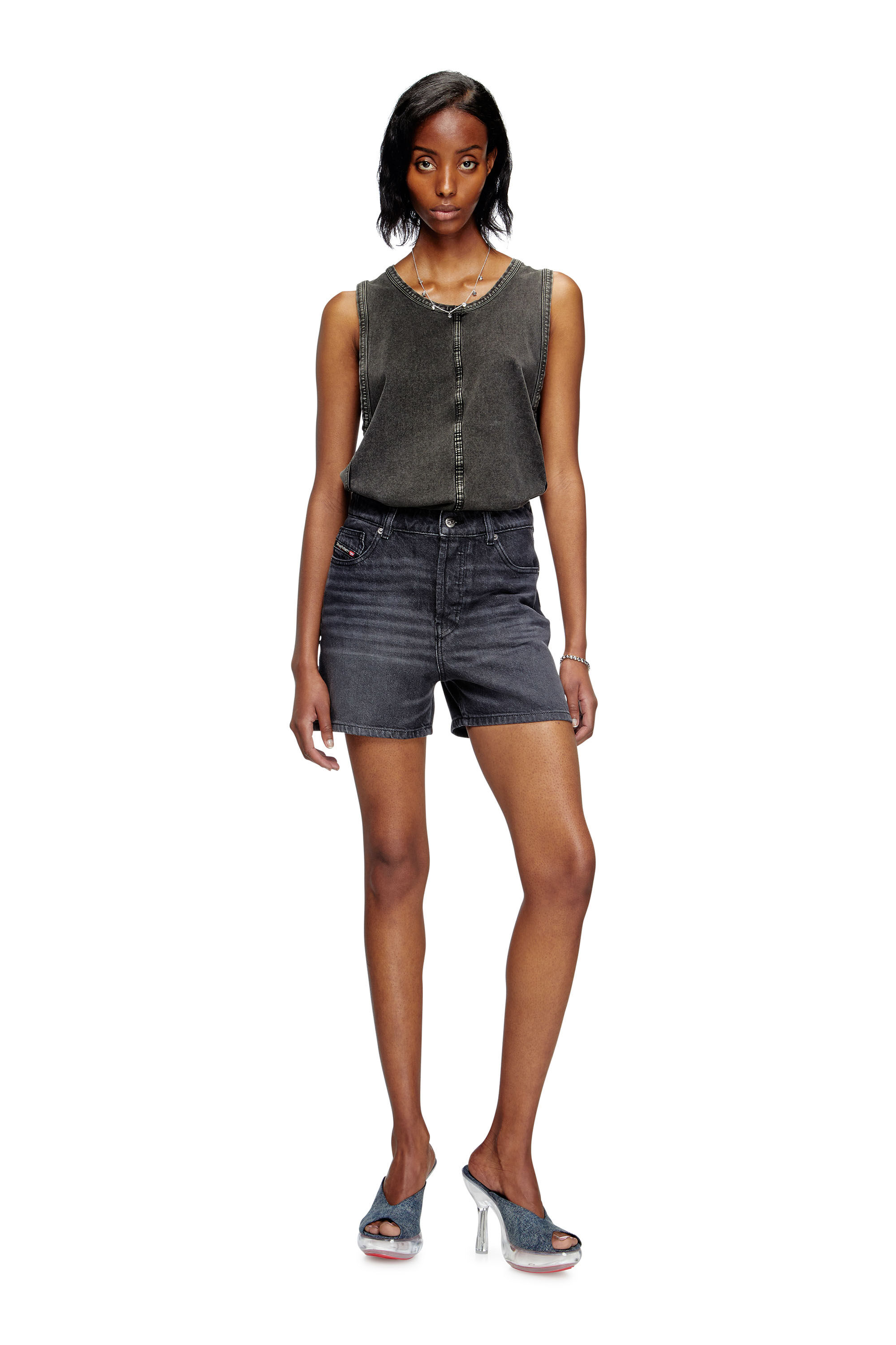 Diesel - DE-JIRO, Pantalones cortos en denim Mujer in Negro - 1