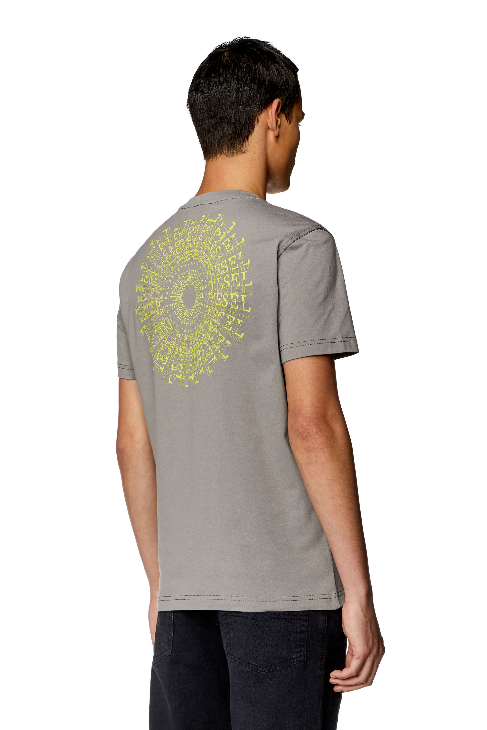 Diesel - T-DIEGOR-K71, Camiseta con estampado de Diesel en forma de remolino Hombre in Gris - 3