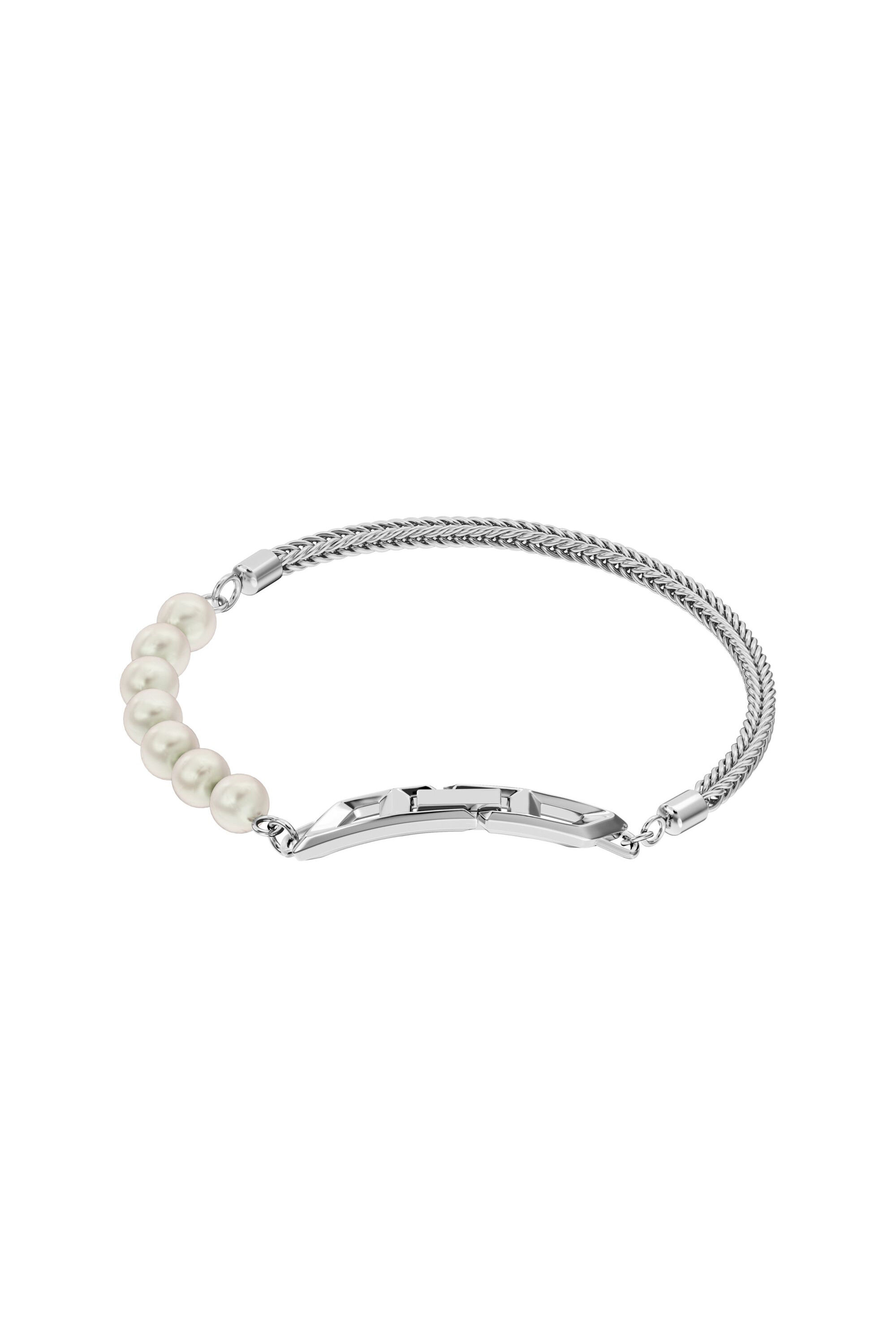 Diesel - DL1368040 STERLING SILVER JEWEL, Pulsera de cadena de plata de ley y perlas Unisex in Plateado - 1