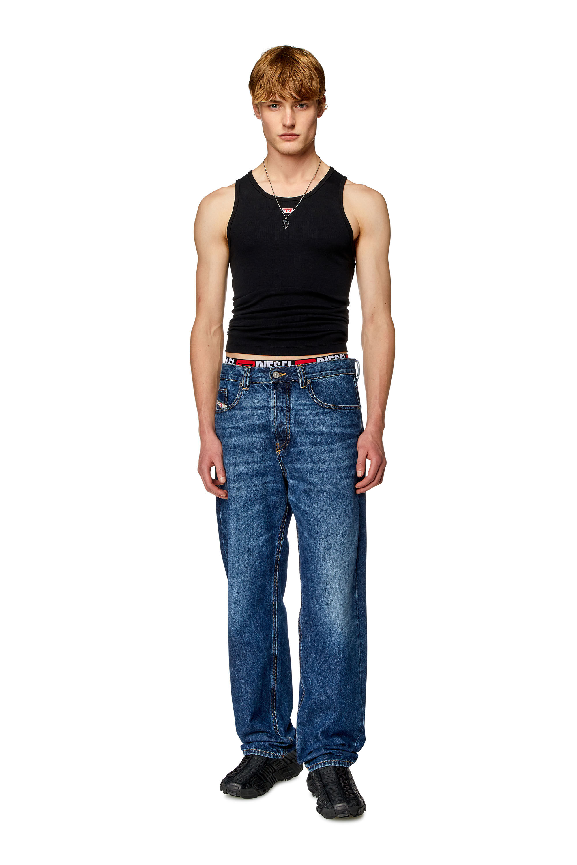 Diesel - T-LIFTY-D, Man Tank top with mini D logo patch in Black - Image 1