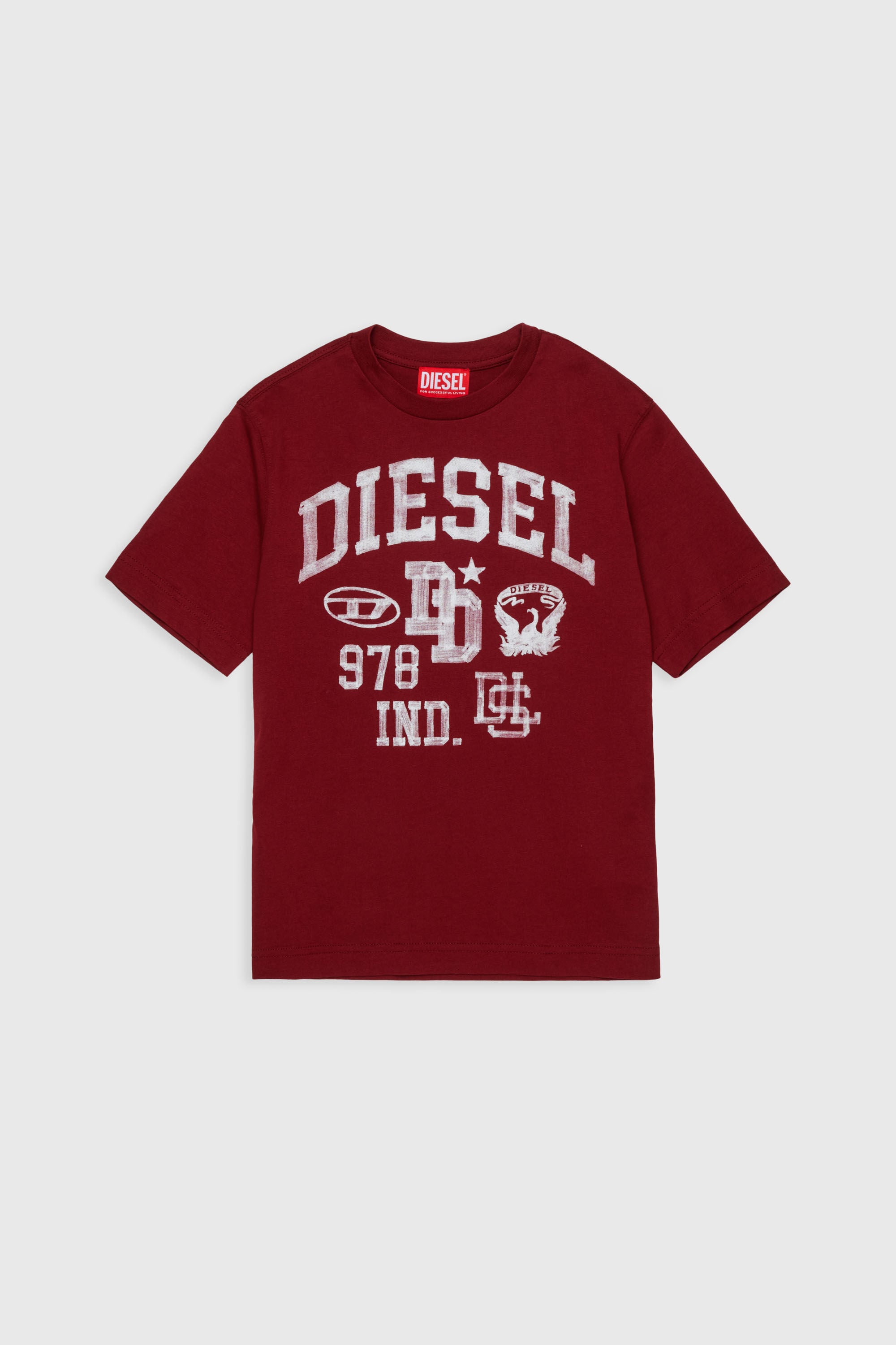 Diesel - TBAND OVER, Camiseta de algod&oacute;n con gr&aacute;ficos universitarios Hombre in Rojo - 1