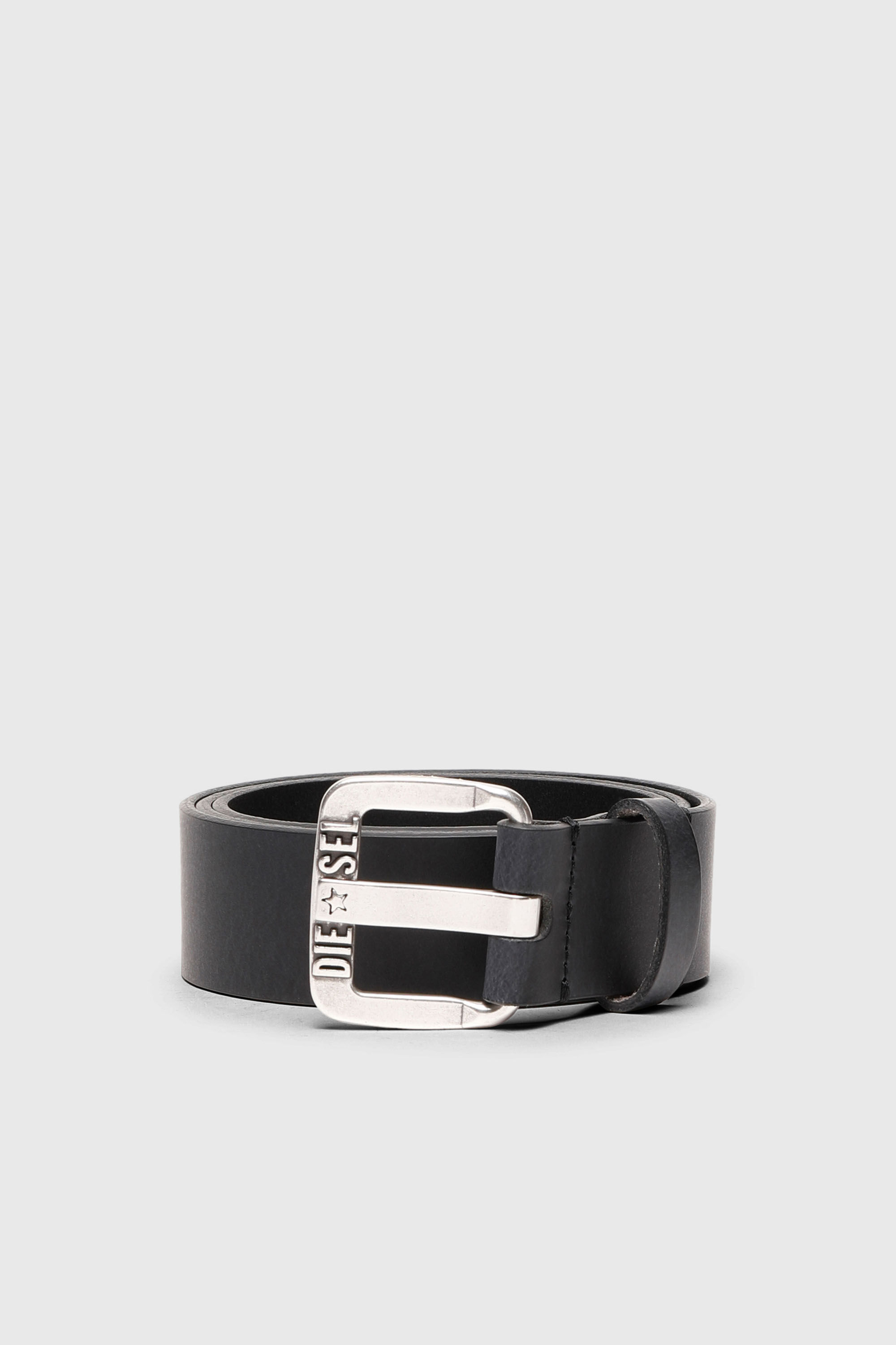 Diesel - B-STAR II, Cintur&oacute;n 3.9 cm de piel con hebilla met&aacute;lica con el logotipo de estrella Hombre in Negro - 1