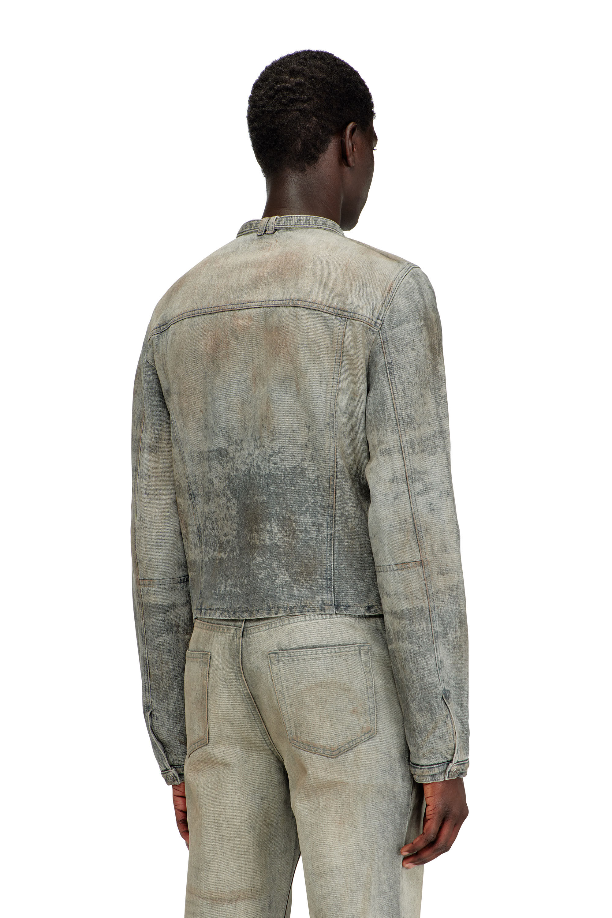 Diesel - D-VULMAR-FSI, Chaqueta de denim satinado de algod&oacute;n y c&aacute;&ntilde;amo Hombre in Gris - 4